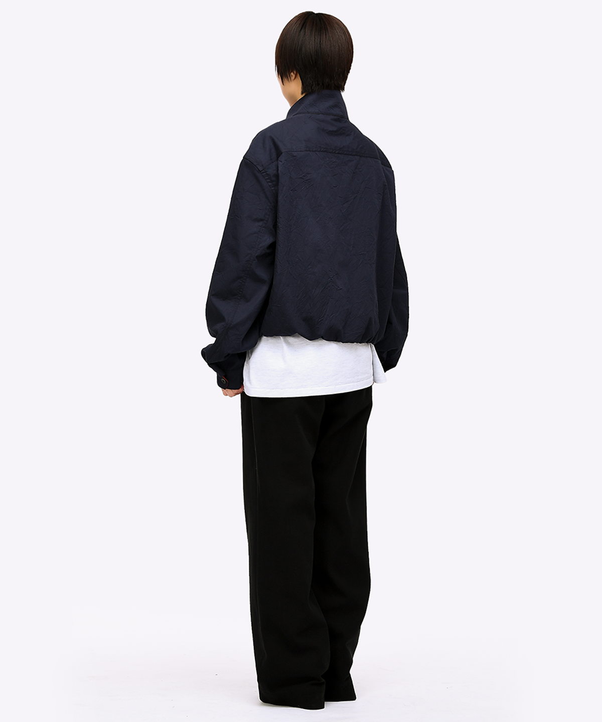퀘스트앤게스트(QUEST&GUEST) Crinkled Harrington Jacket (Navy)