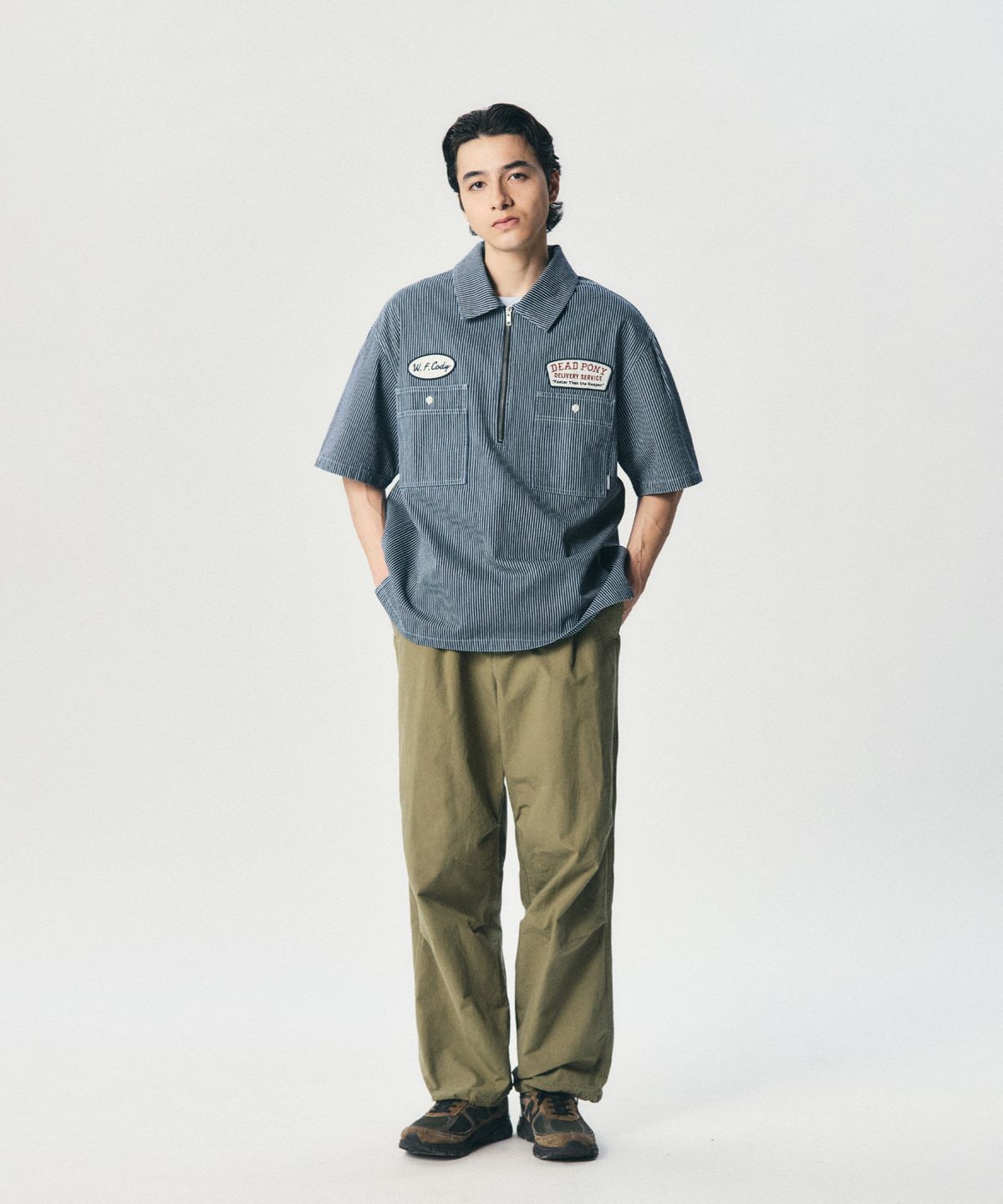 에스피오나지(ESPIONAGE) Hickory Half Zip Work Shirt Dark Indigo