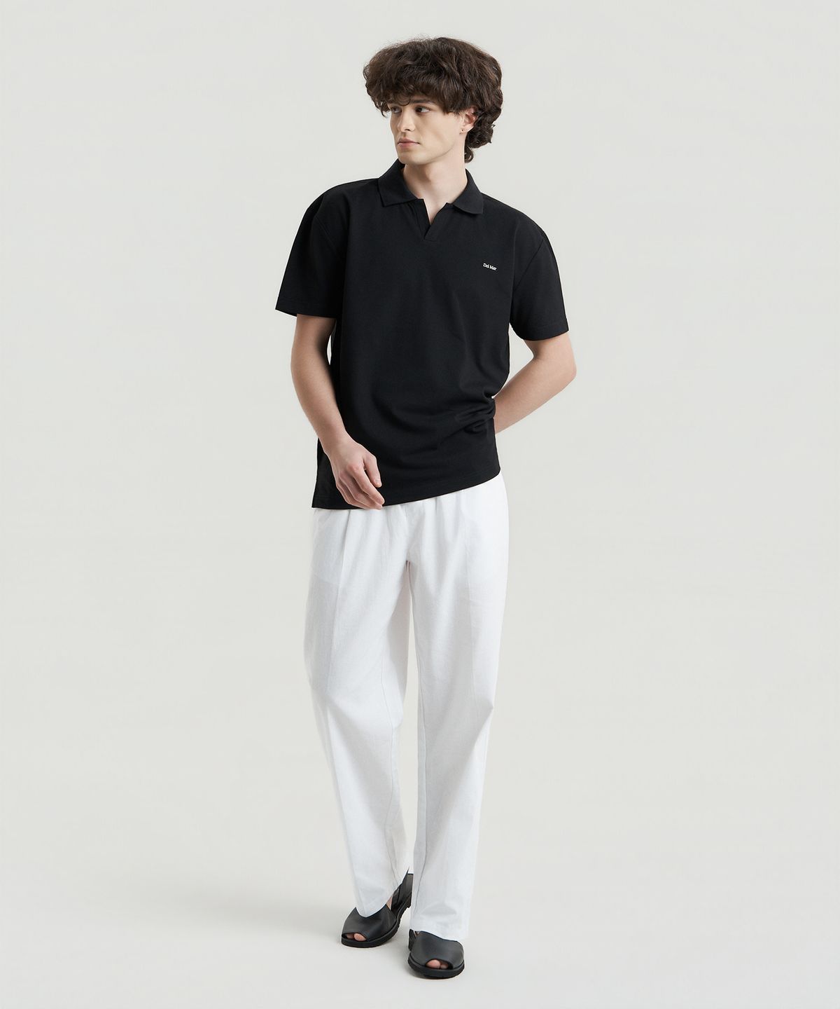 델마(DEL MAR) 린넨터치  세미와이드 밴딩팬츠 - 화이트