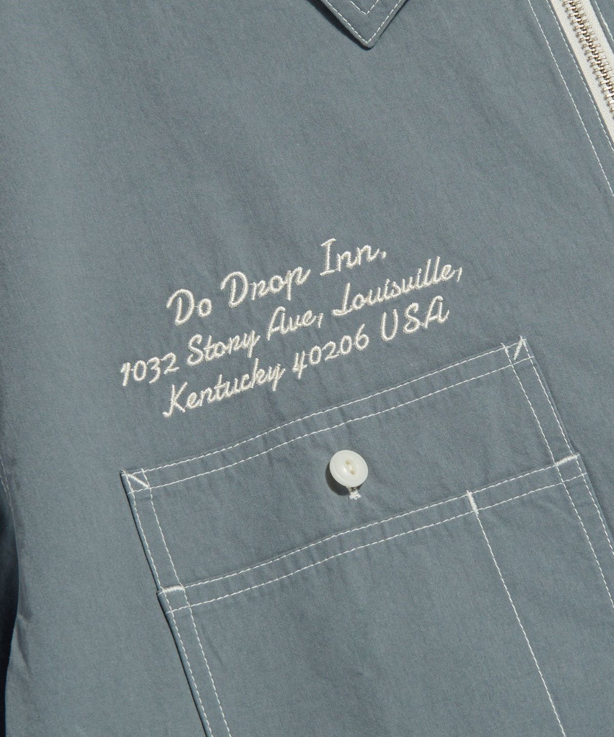 에스피오나지(ESPIONAGE) Blues Music Half Zip Work Shirt Steel Blue