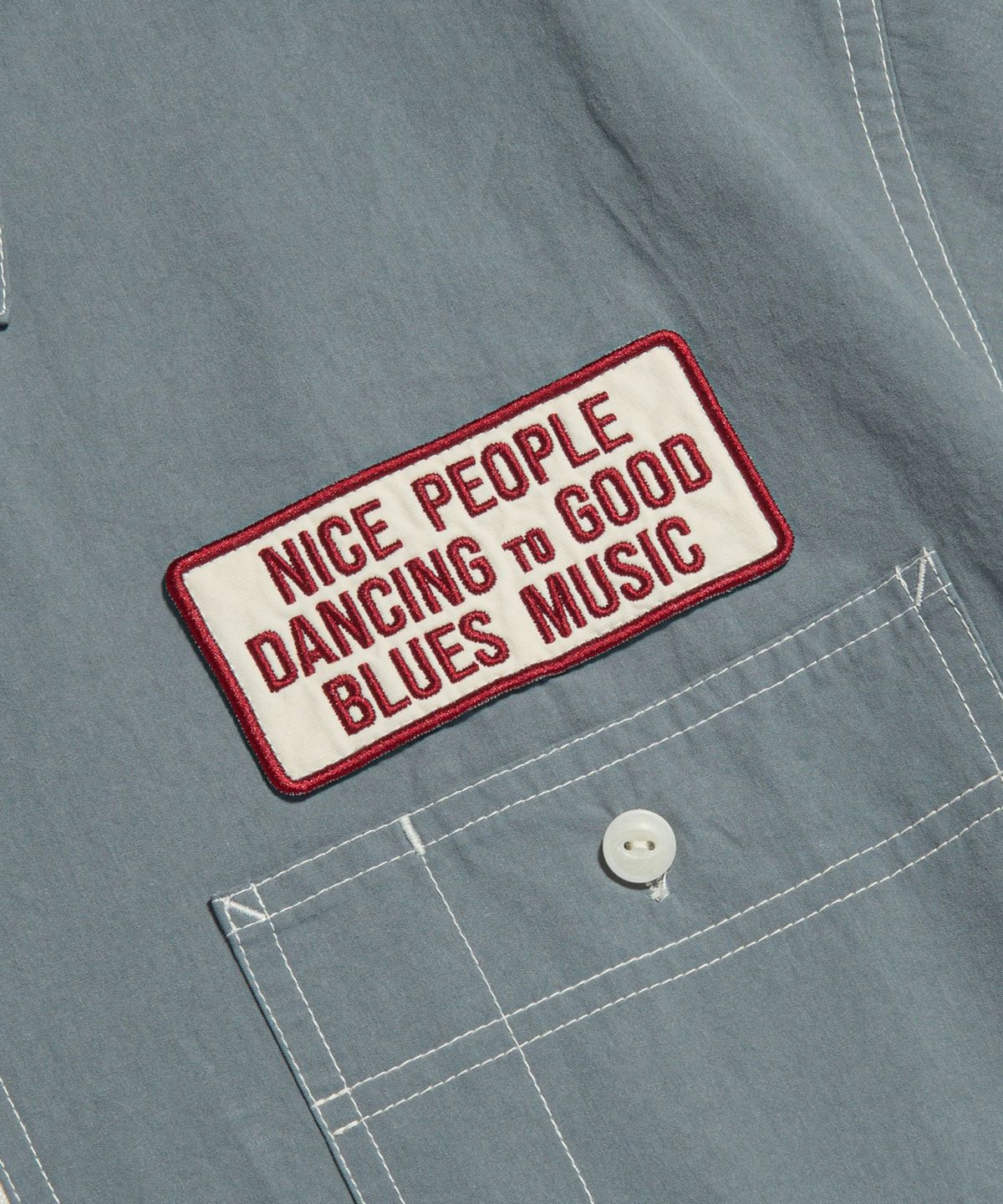에스피오나지(ESPIONAGE) Blues Music Half Zip Work Shirt Steel Blue