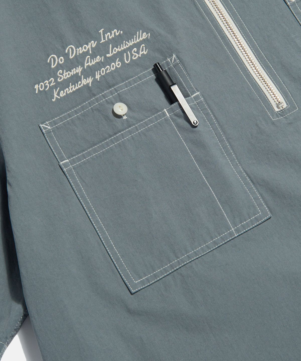 에스피오나지(ESPIONAGE) Blues Music Half Zip Work Shirt Steel Blue