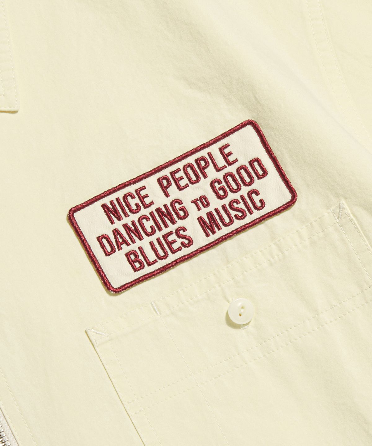 에스피오나지(ESPIONAGE) Blues Music Half Zip Work Shirt Cream