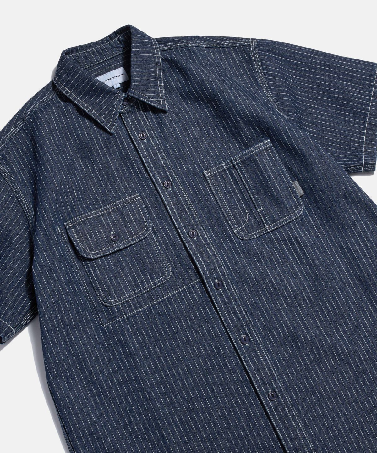 에스피오나지(ESPIONAGE) Stripe Denim S/S Railroad Shirt Indigo