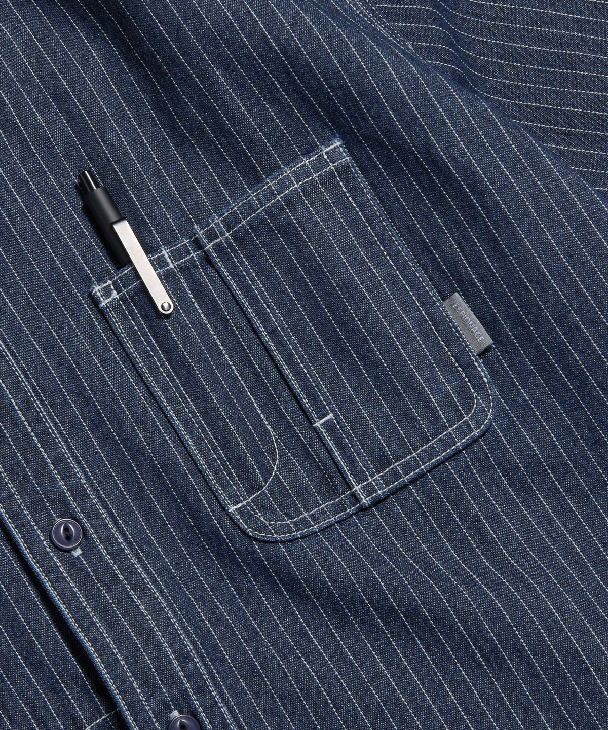 에스피오나지(ESPIONAGE) Stripe Denim S/S Railroad Shirt Indigo