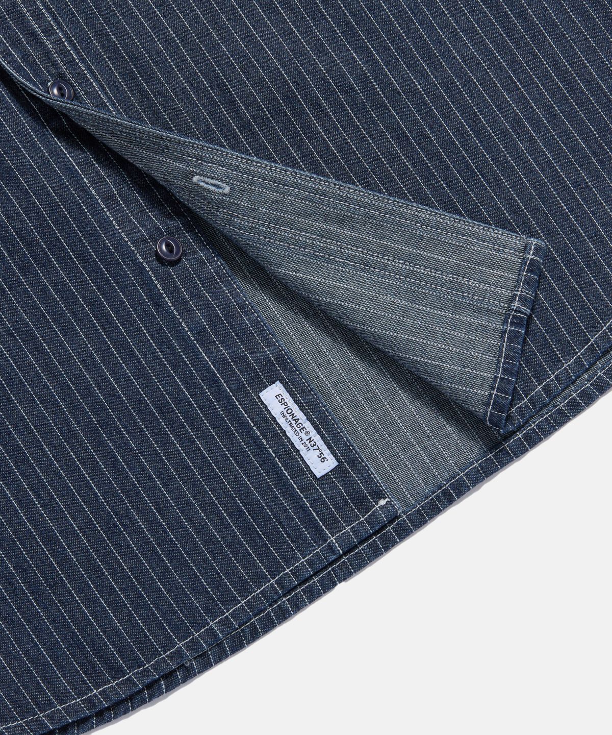 에스피오나지(ESPIONAGE) Stripe Denim S/S Railroad Shirt Indigo