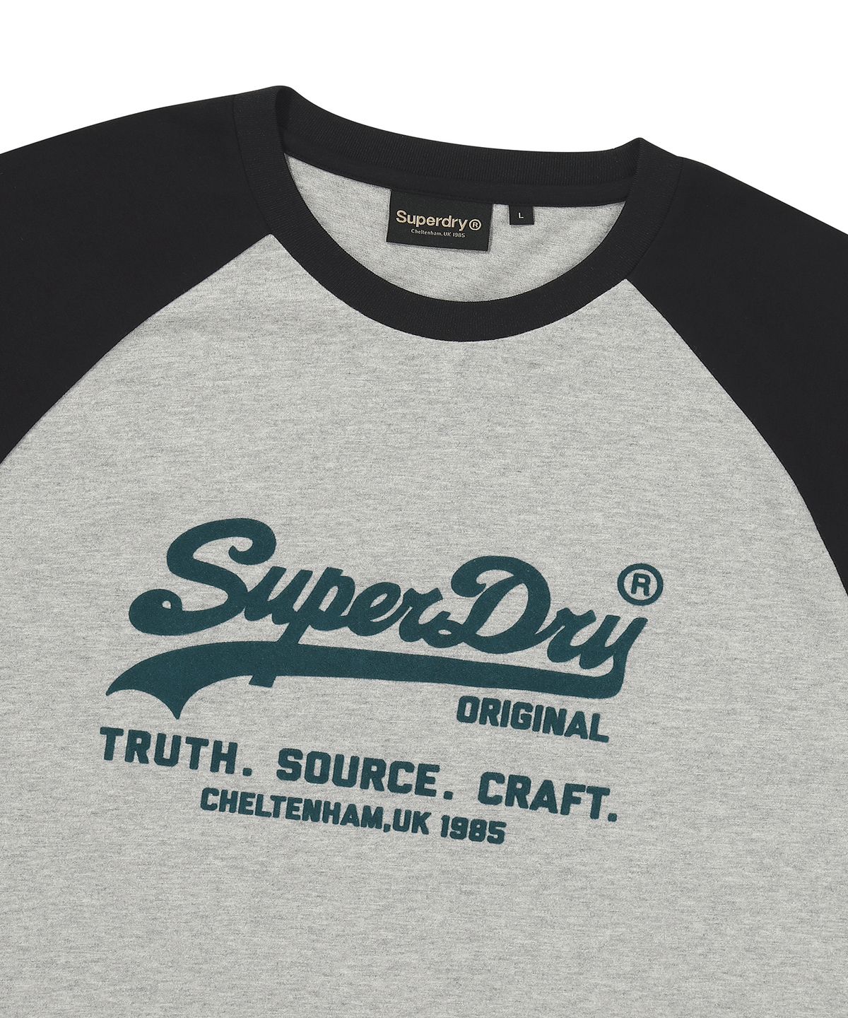 슈퍼드라이(SUPERDRY) 빈티지 로고 래글런 티셔츠 라이트 멜란지 SDUISCQ67LMG