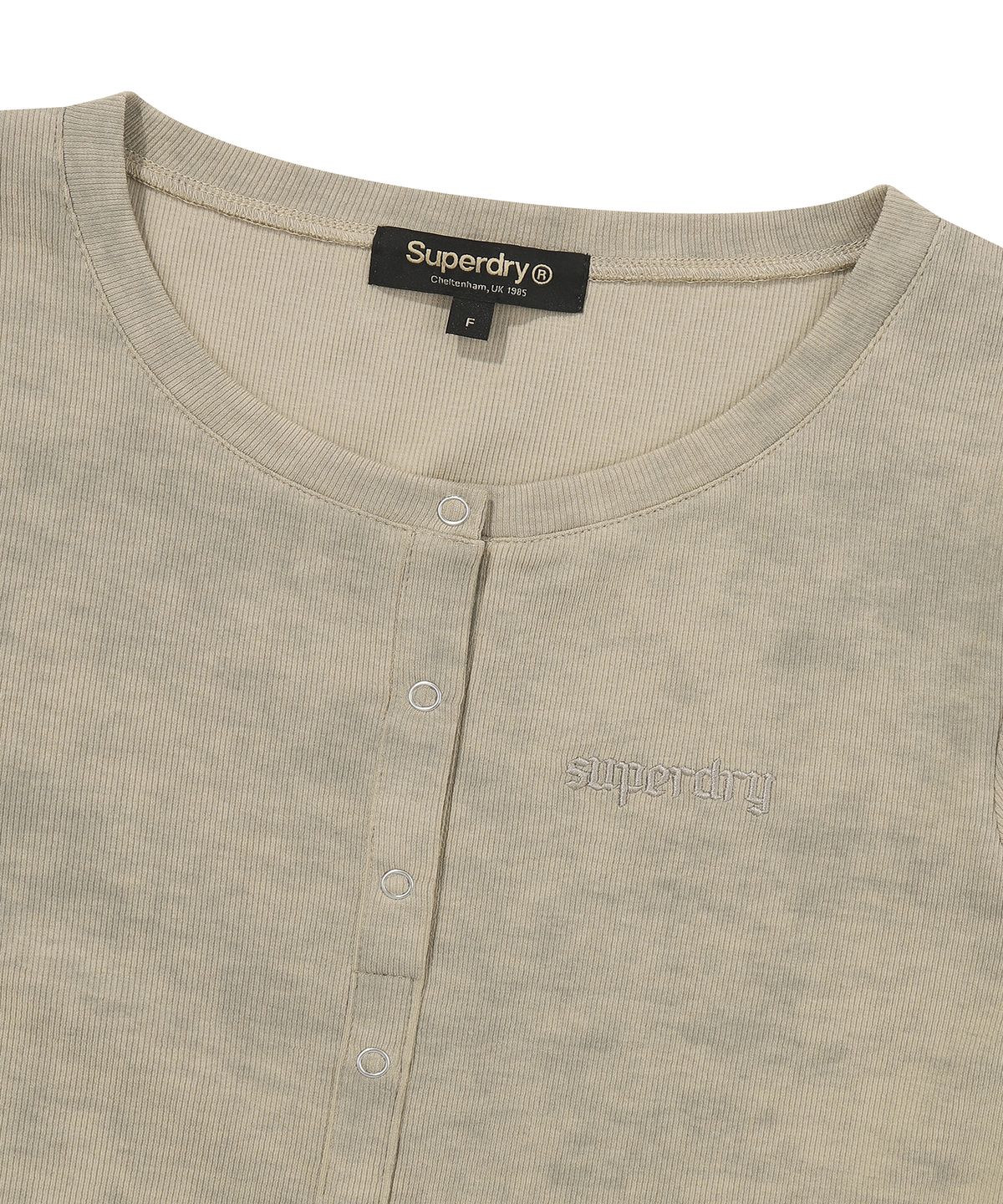 슈퍼드라이(SUPERDRY) 우먼스 헨리넥 티셔츠 베이지 SDFIVCQ40BEG