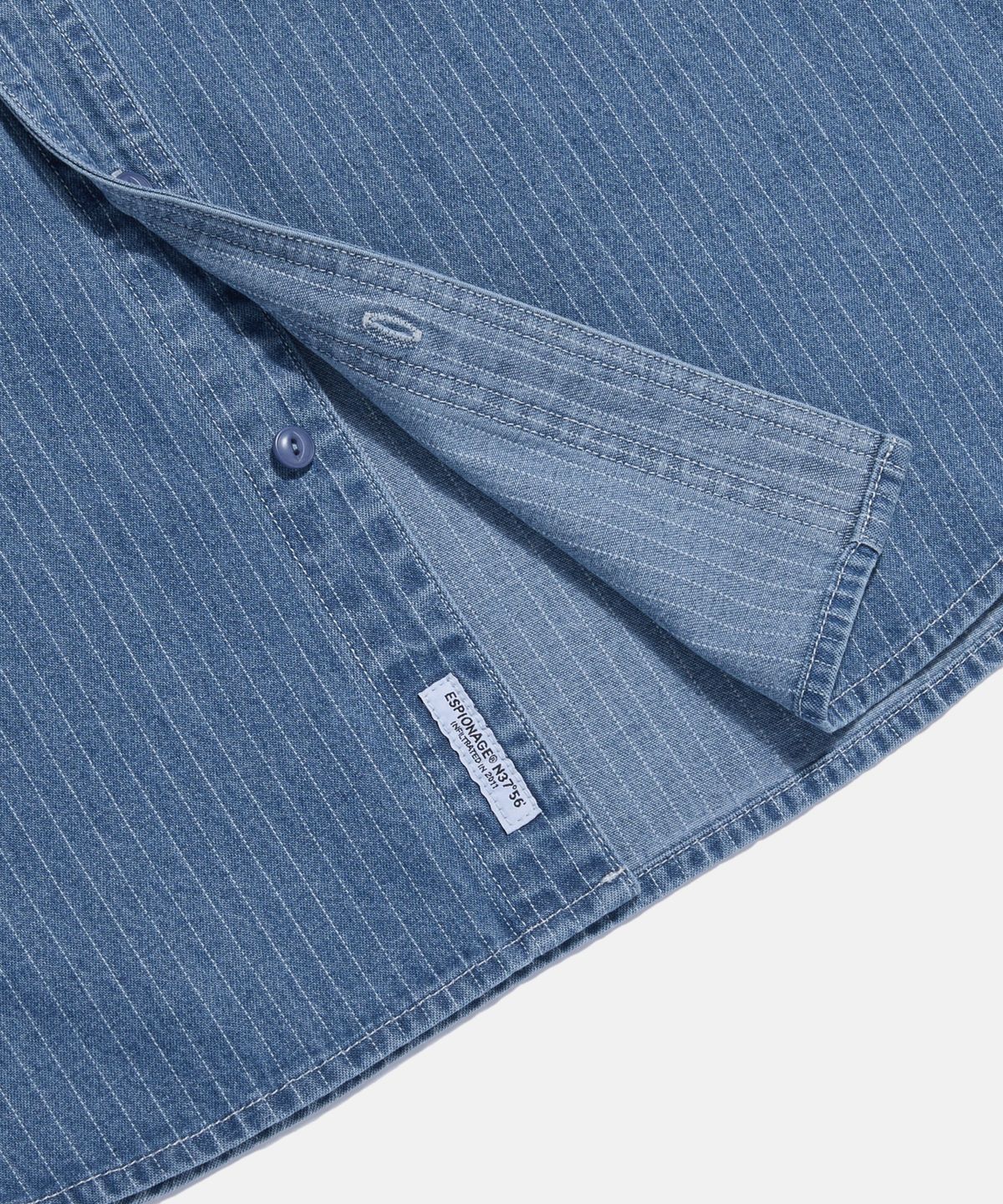 에스피오나지(ESPIONAGE) Stripe Denim S/S Railroad Shirt Light Indigo