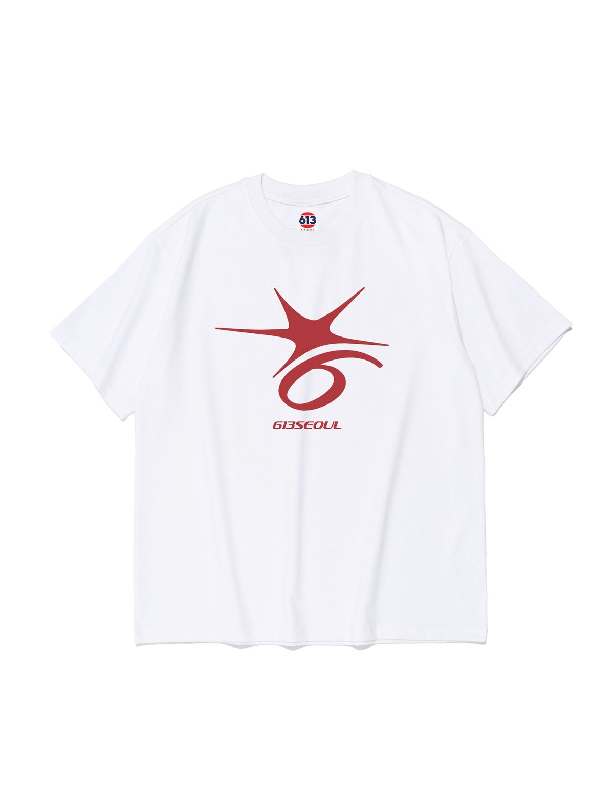 613서울(613SEOUL) 크랙 식스 포인트 로고 반팔 티셔츠 (화이트)