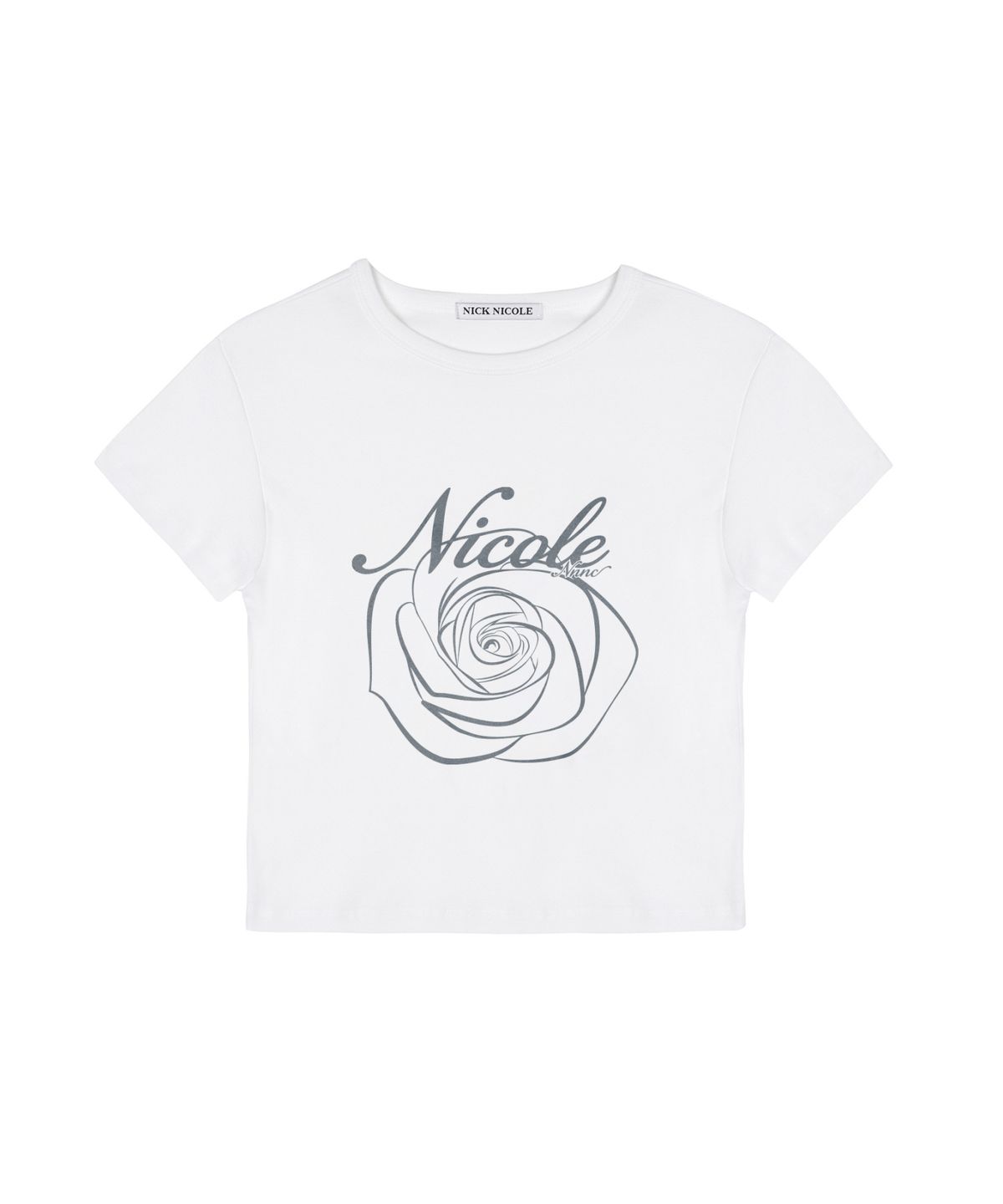 닉앤니콜(NICK&NICOLE) ROSE LETTERING CROPPED TOP_WHITE