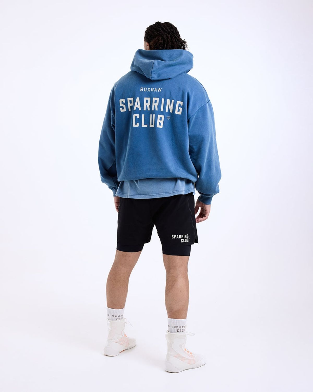 복스로(BOXRAW) 스파링 클럽 오버사이즈 후디 - 남성 M BXRW-SPCLH [워시드 베이비 블루]