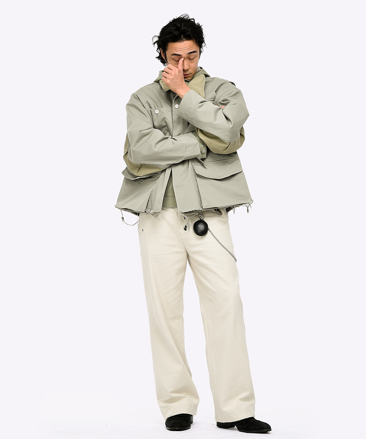 퀘스트앤게스트(QUEST&GUEST) M65 Cut-off Field Parka (Green)