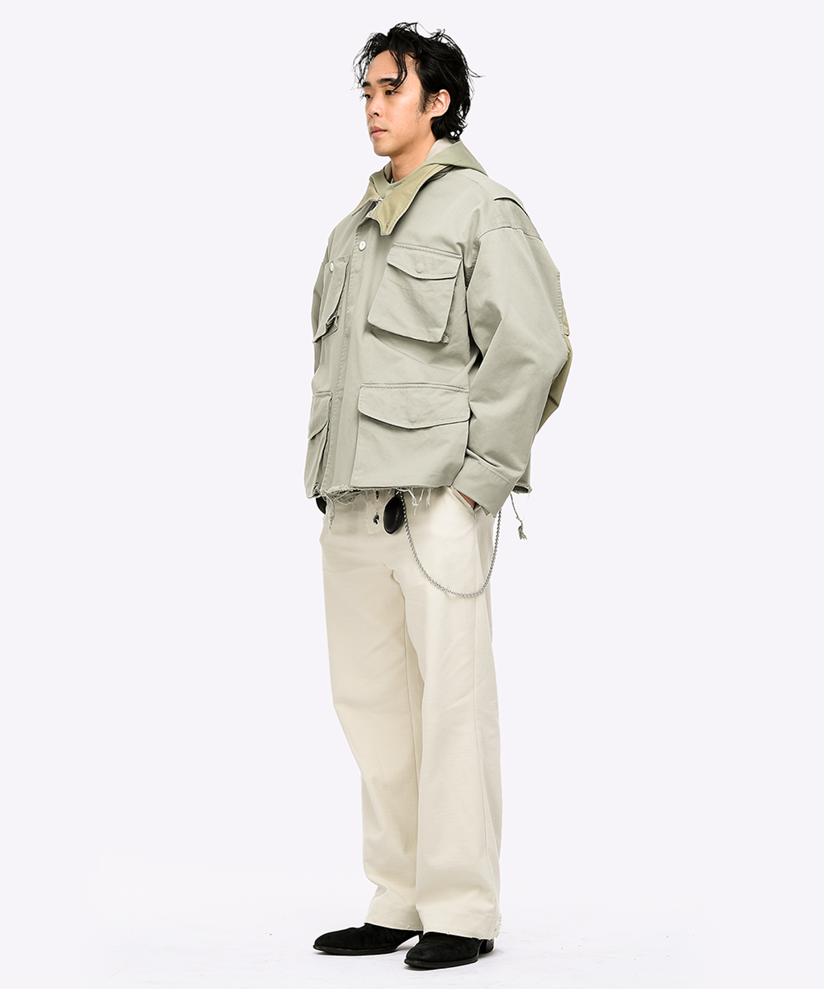 퀘스트앤게스트(QUEST&GUEST) M65 Cut-off Field Parka (Green)