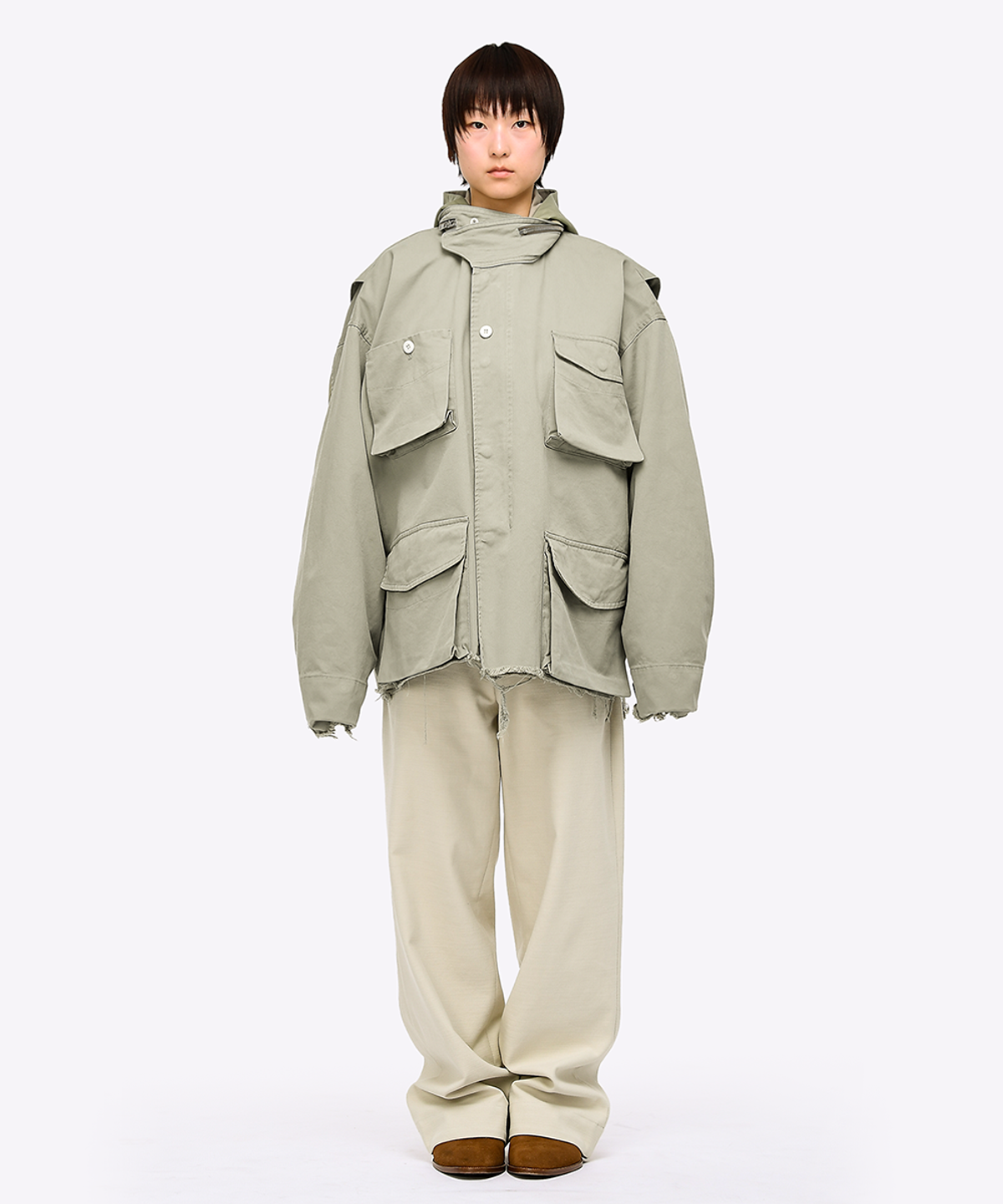 퀘스트앤게스트(QUEST&GUEST) M65 Cut-off Field Parka (Green)