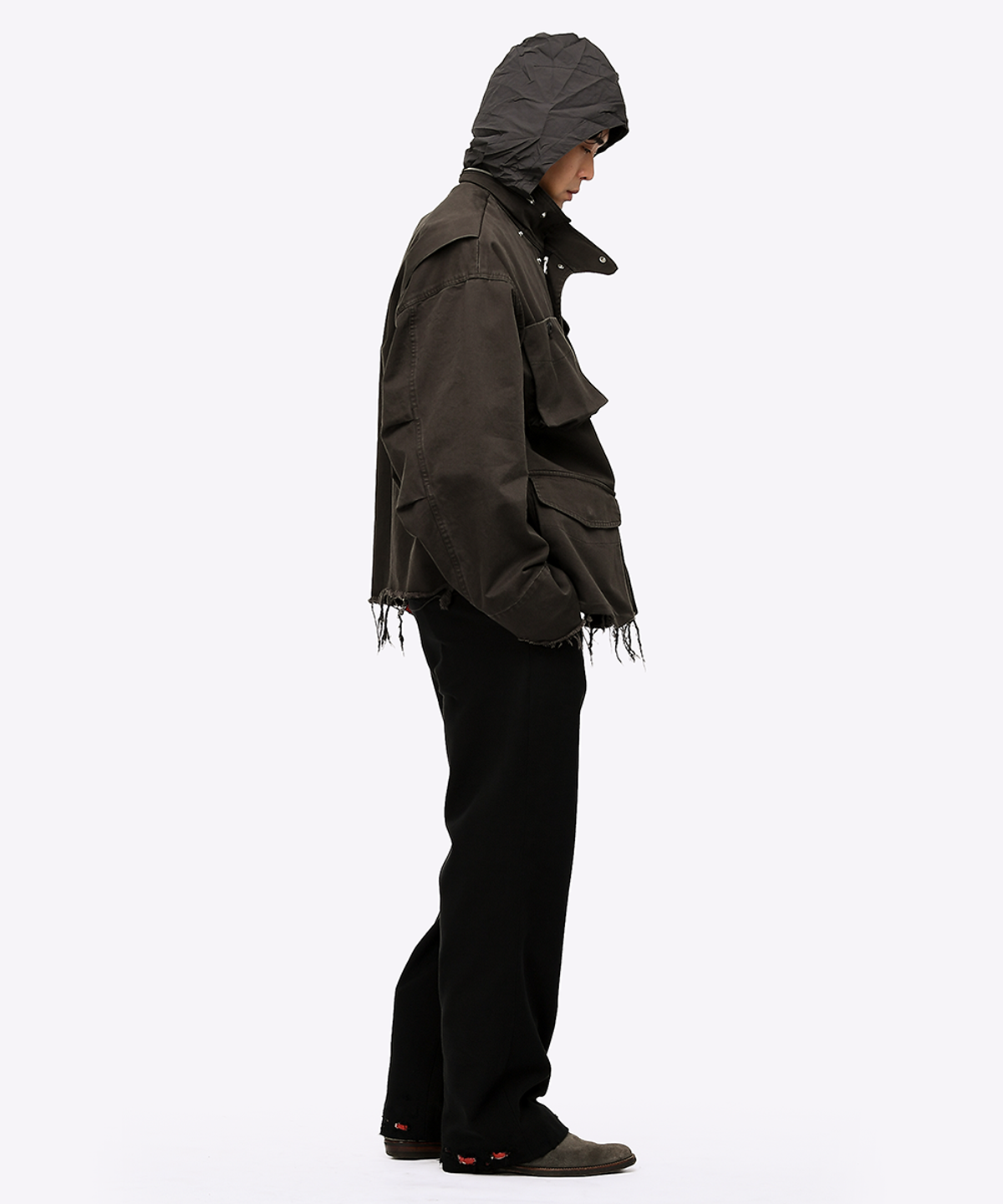 퀘스트앤게스트(QUEST&GUEST) M65 Cut-off Field Parka (Dark Brown)