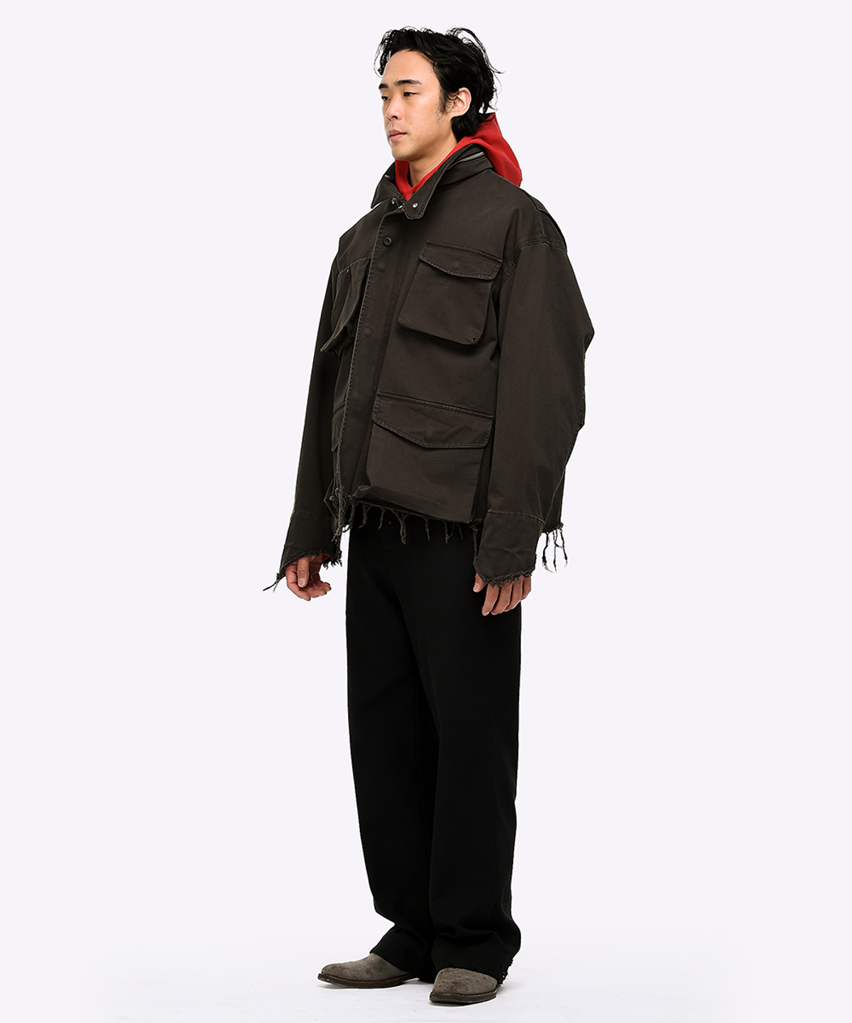 퀘스트앤게스트(QUEST&GUEST) M65 Cut-off Field Parka (Dark Brown)