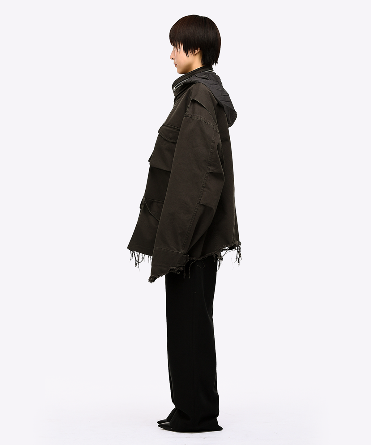 퀘스트앤게스트(QUEST&GUEST) M65 Cut-off Field Parka (Dark Brown)