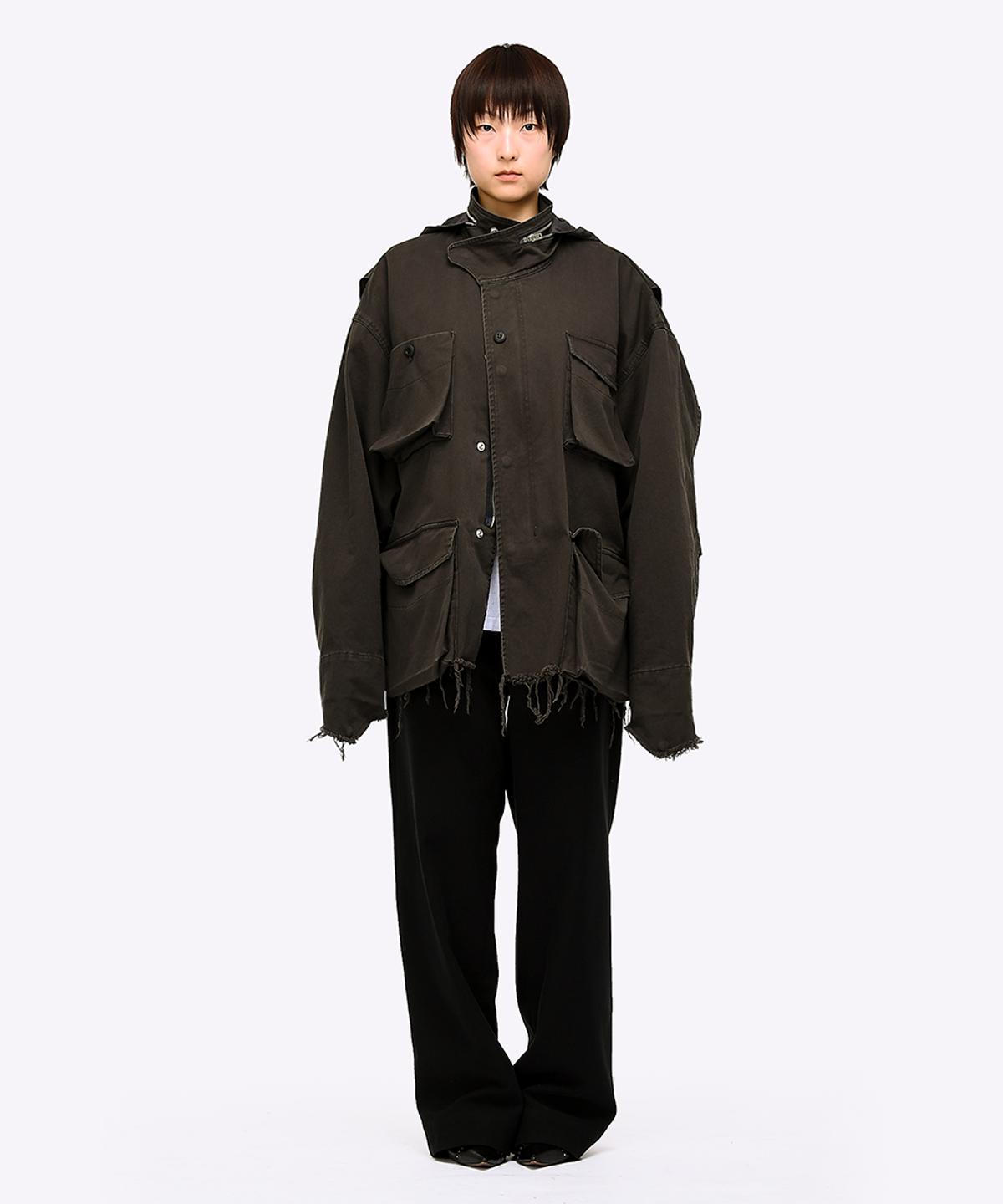 퀘스트앤게스트(QUEST&GUEST) M65 Cut-off Field Parka (Dark Brown)