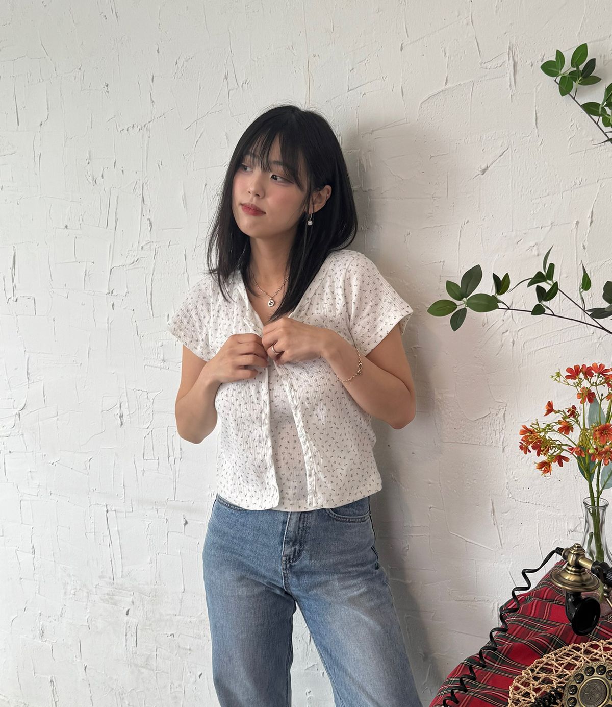 마스마룰즈 어패럴(MASMARULEZ APPAREL) [SET] Mini Flower Seersucker Cardigan Set-Up_White