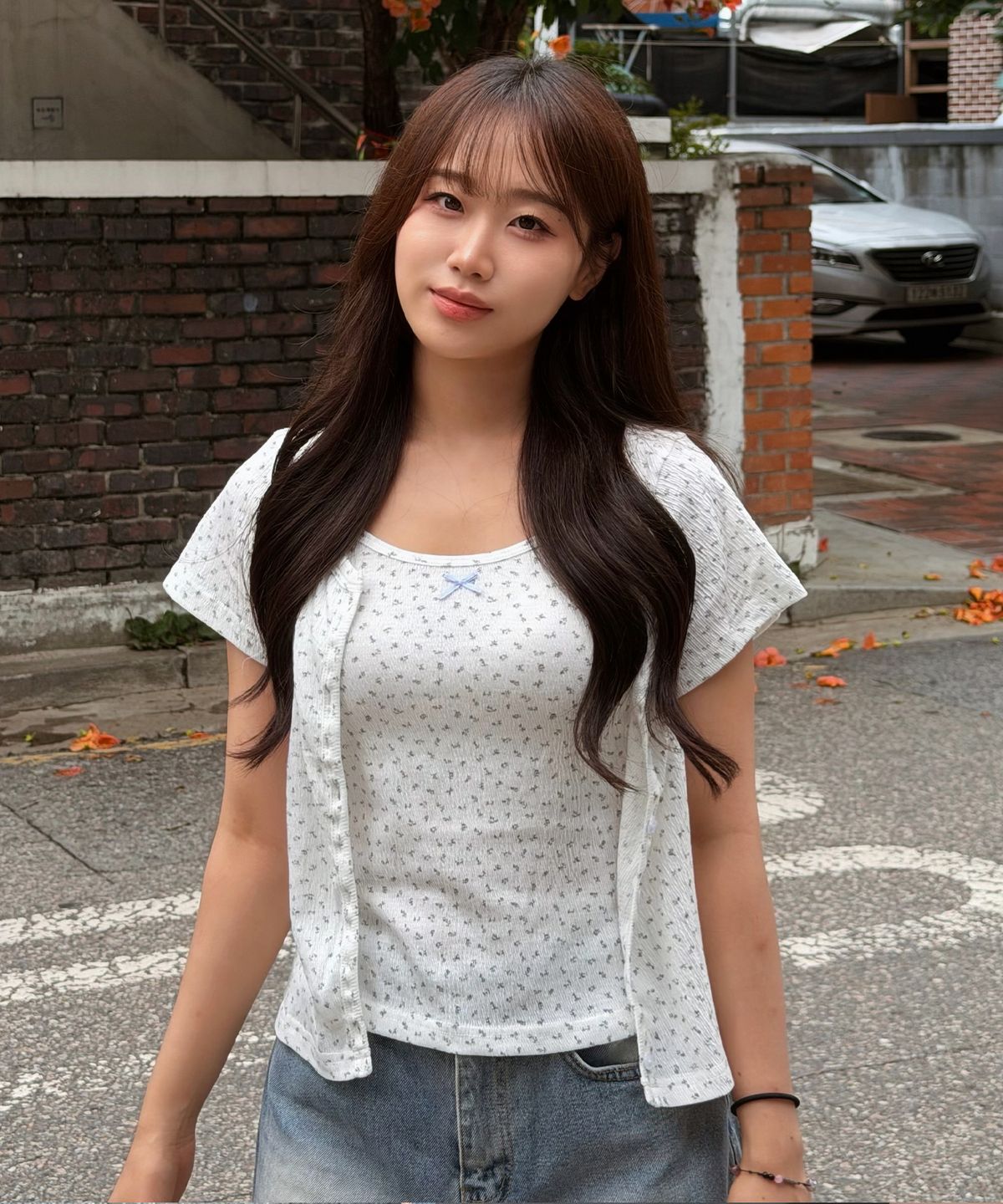 마스마룰즈 어패럴(MASMARULEZ APPAREL) [SET] Mini Flower Seersucker Cardigan Set-Up_White