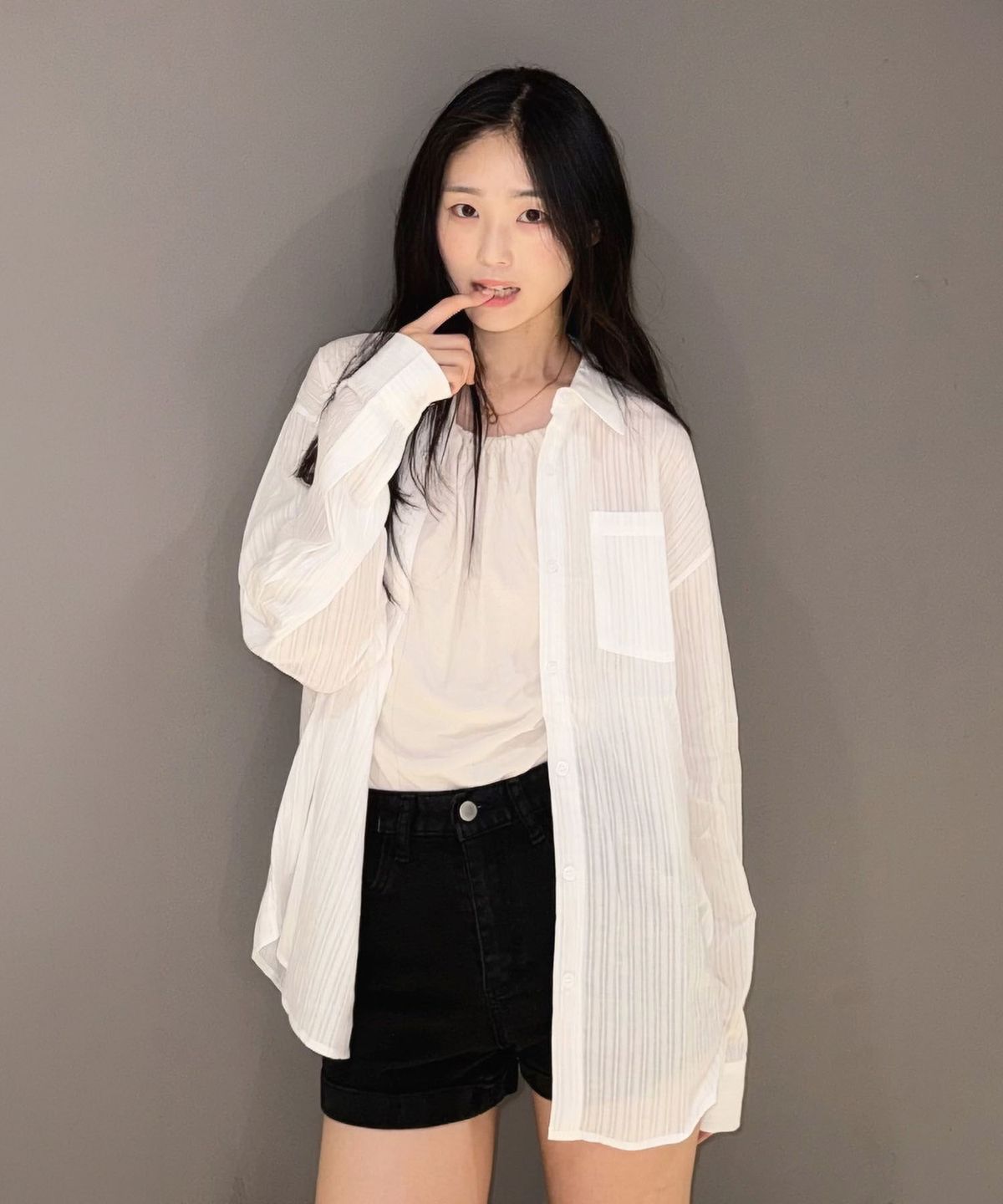 마스마룰즈 어패럴(MASMARULEZ APPAREL) Loose Fit Stripe See-Through Shirt_White