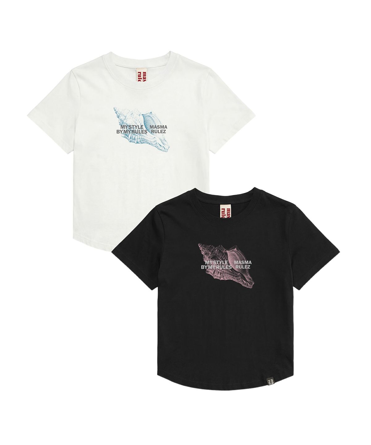 마스마룰즈 어패럴(MASMARULEZ APPAREL) Point Draw Conch Crop T-shirt_2 Colors