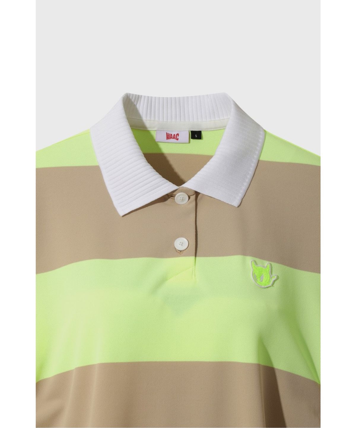 왁(WAAC) Women Side Shirring Stripe Polo WWTCM26303BEX