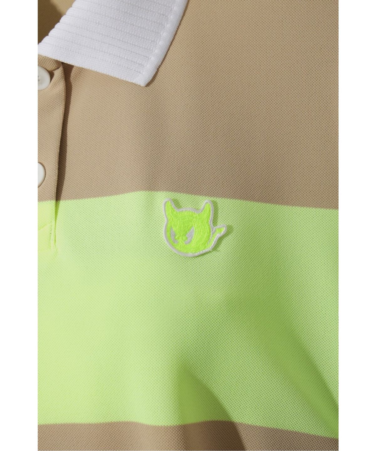 왁(WAAC) Women Side Shirring Stripe Polo WWTCM26303BEX