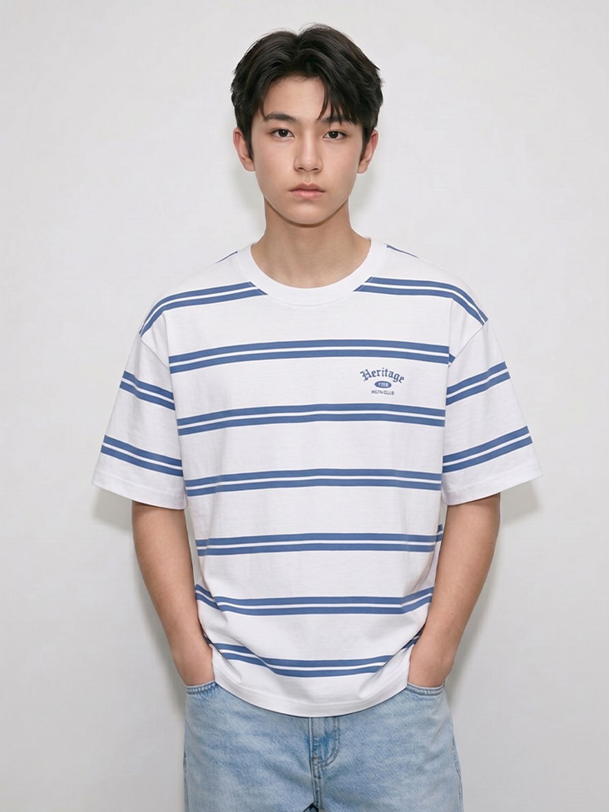 행텐 틴즈(HANGTEN TEENS) 틴즈 스트라이프 반팔 티셔츠_003(14570-031-409-15)