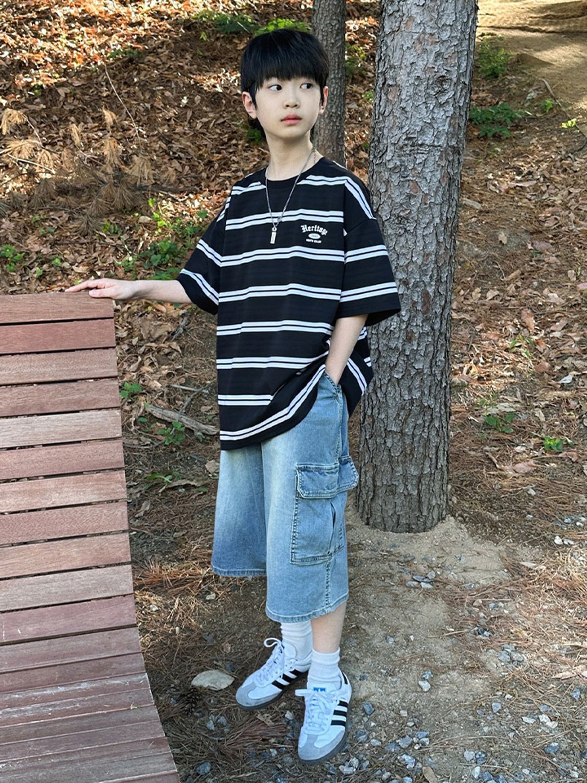 행텐 틴즈(HANGTEN TEENS) 틴즈 스트라이프 반팔 티셔츠_100(14570-031-409-15)