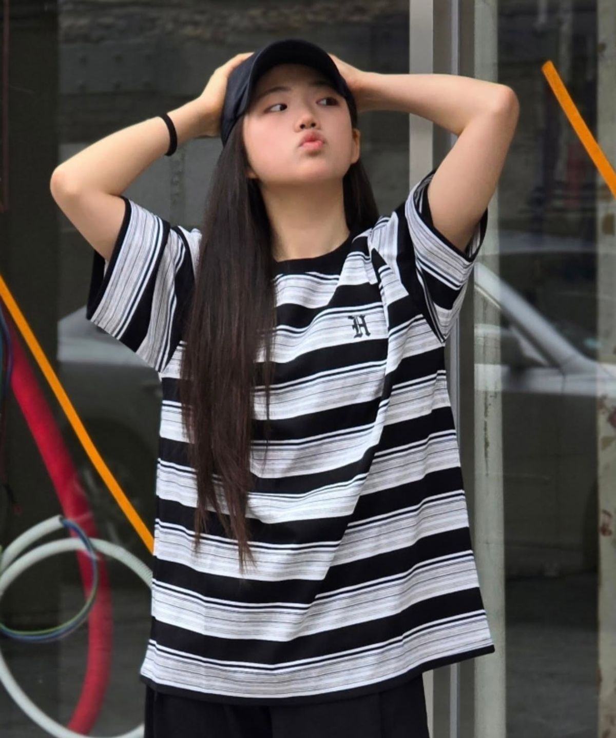 행텐 틴즈(HANGTEN TEENS) 틴즈 멀티 스트라이프 반팔 티셔츠_100(14570-031-410-15)