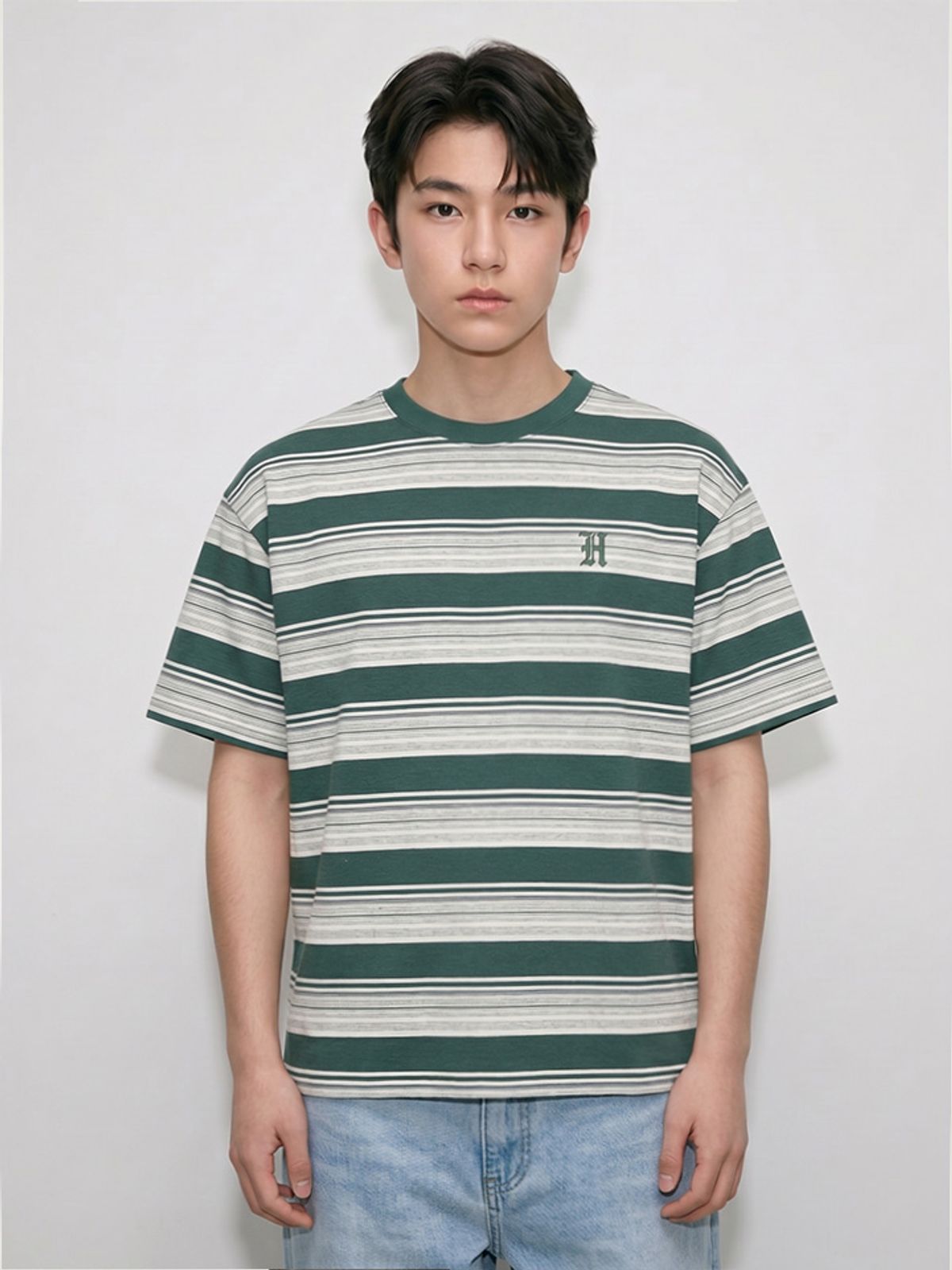 행텐 틴즈(HANGTEN TEENS) 틴즈 멀티 스트라이프 반팔 티셔츠_319(14570-031-410-15)