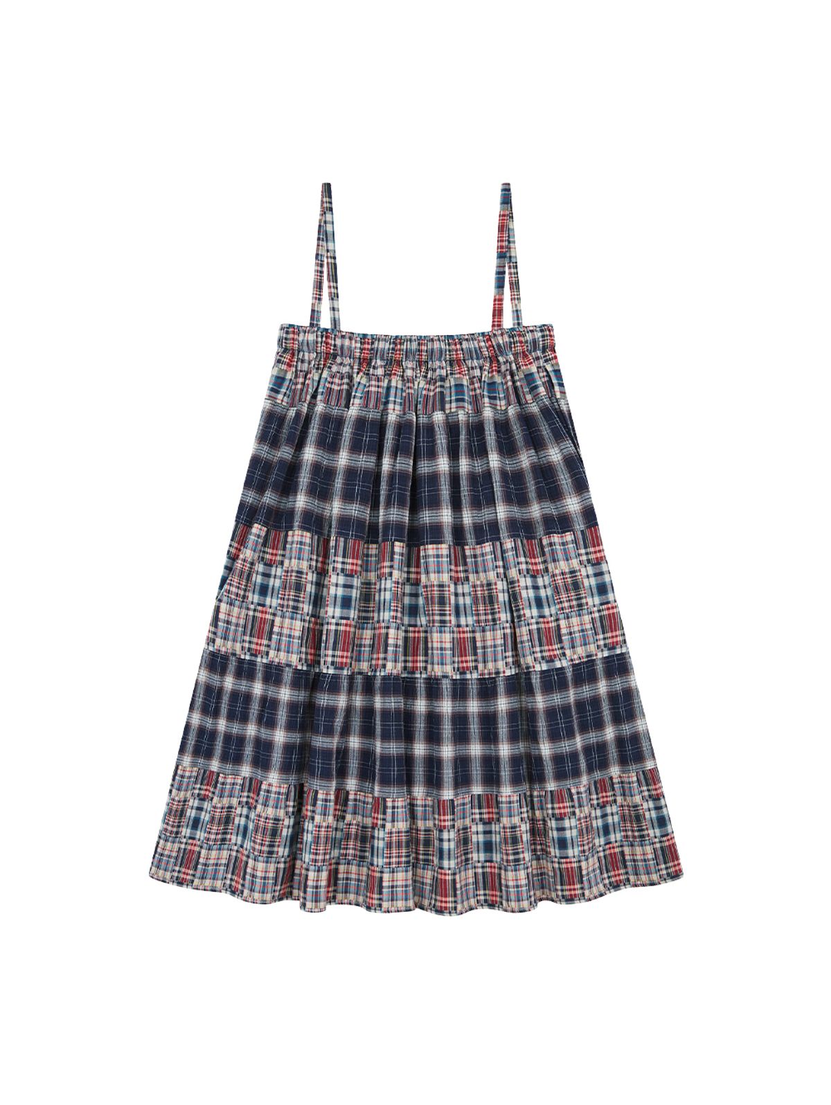 뚜오미오(TUOMIO) 2-WAY PATCHWORK SKIRT [NAVY]