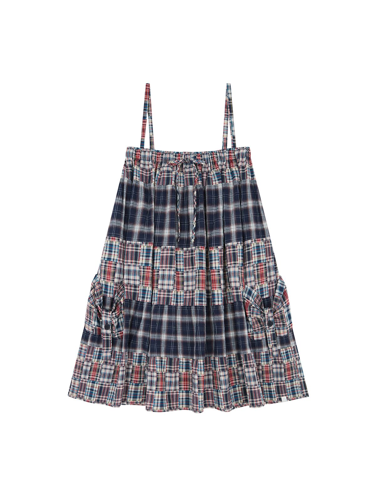 뚜오미오(TUOMIO) 2-WAY PATCHWORK SKIRT [NAVY]