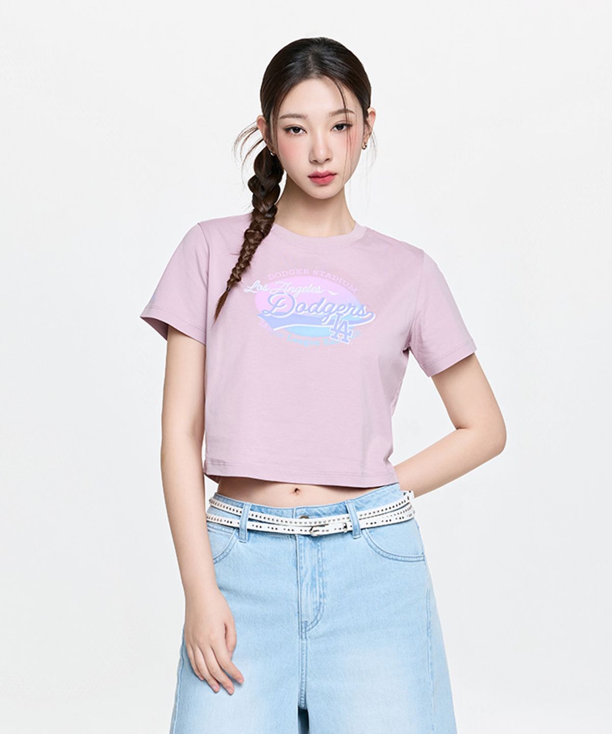 엠엘비(MLB) 여성 썸머 빈티지 그래픽 반팔 티셔츠 LA (L.Lavender)