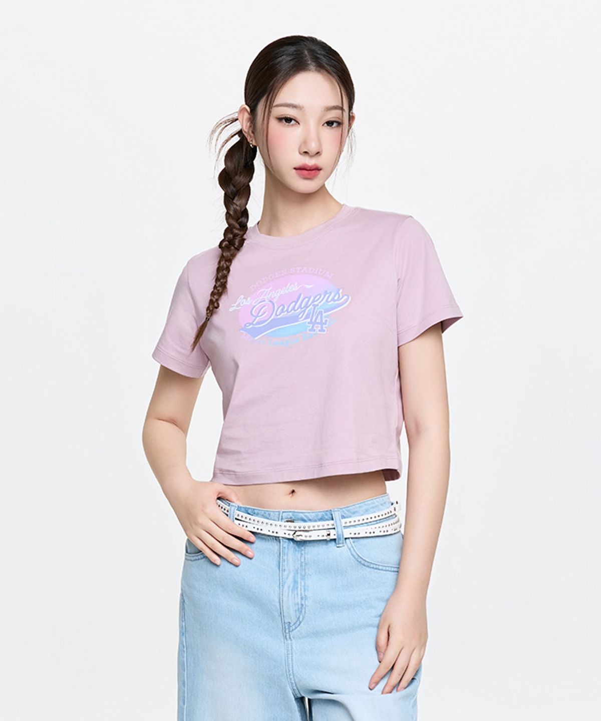 엠엘비(MLB) 여성 썸머 빈티지 그래픽 반팔 티셔츠 LA (L.Lavender)