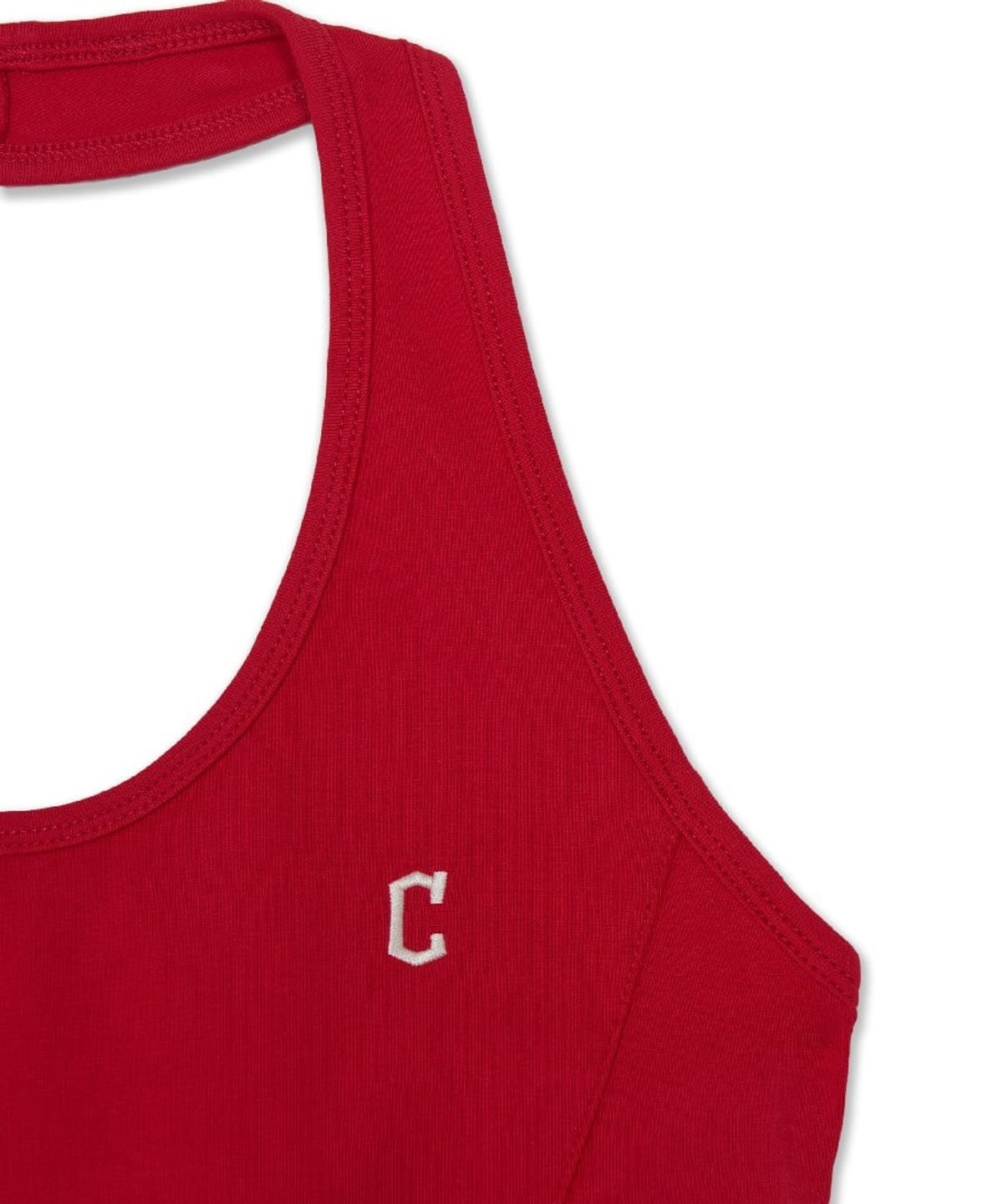 엠엘비(MLB) 여성 홀터넥 나시 티셔츠 CLE (Neon Red)