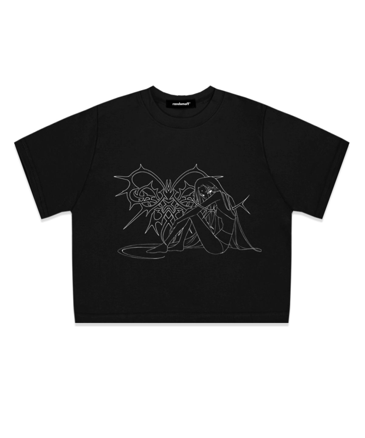 랜덤오프(RANDOMOFF) [ROF X GYEOL] FADED HEART FIGURE CROP T-SHIRT