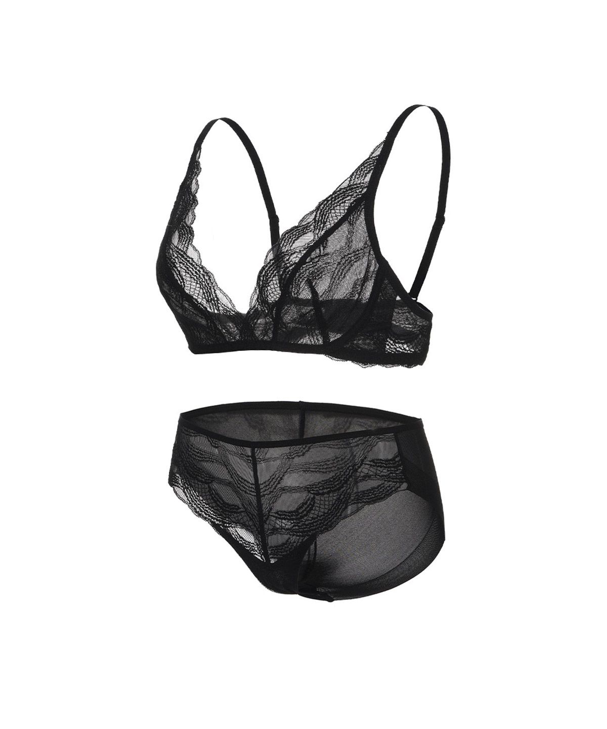 글램레이디(GLAMLADY) 웨이브 딥 브이컷 브라렛 팬티 세트
