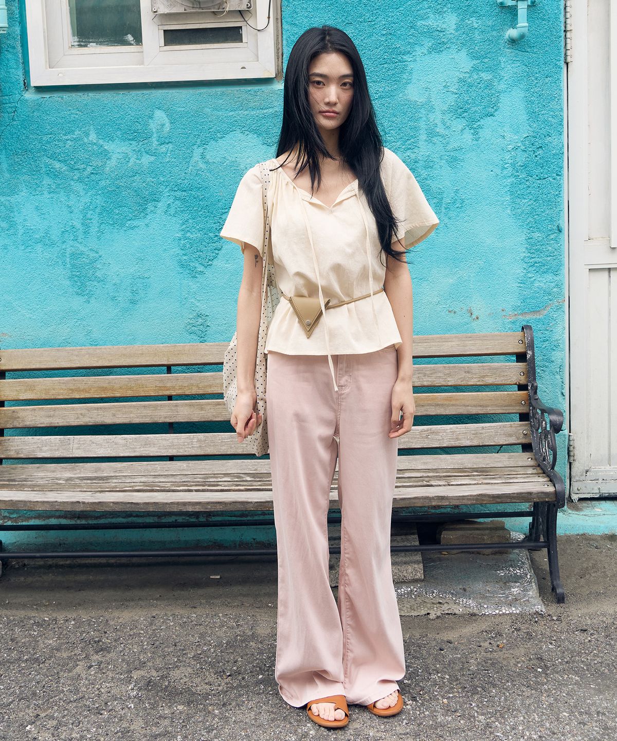줄리아페페(JULIAPEPE) [2PACK] String Shirring Blouse (3color)
