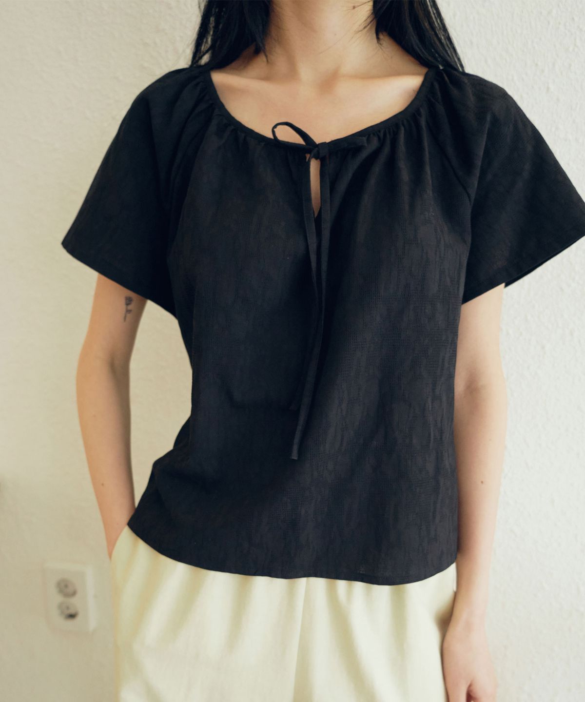 줄리아페페(JULIAPEPE) [2PACK] String Shirring Blouse (3color)