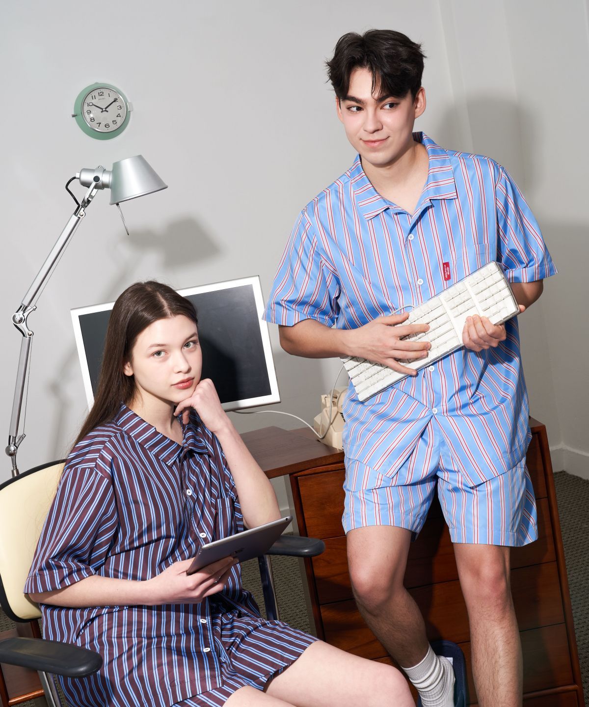 댄스온더플로어(DANCEONTHEFLOOR) Furless Pajamas[Short] - Stripe (10Color 3Szie)