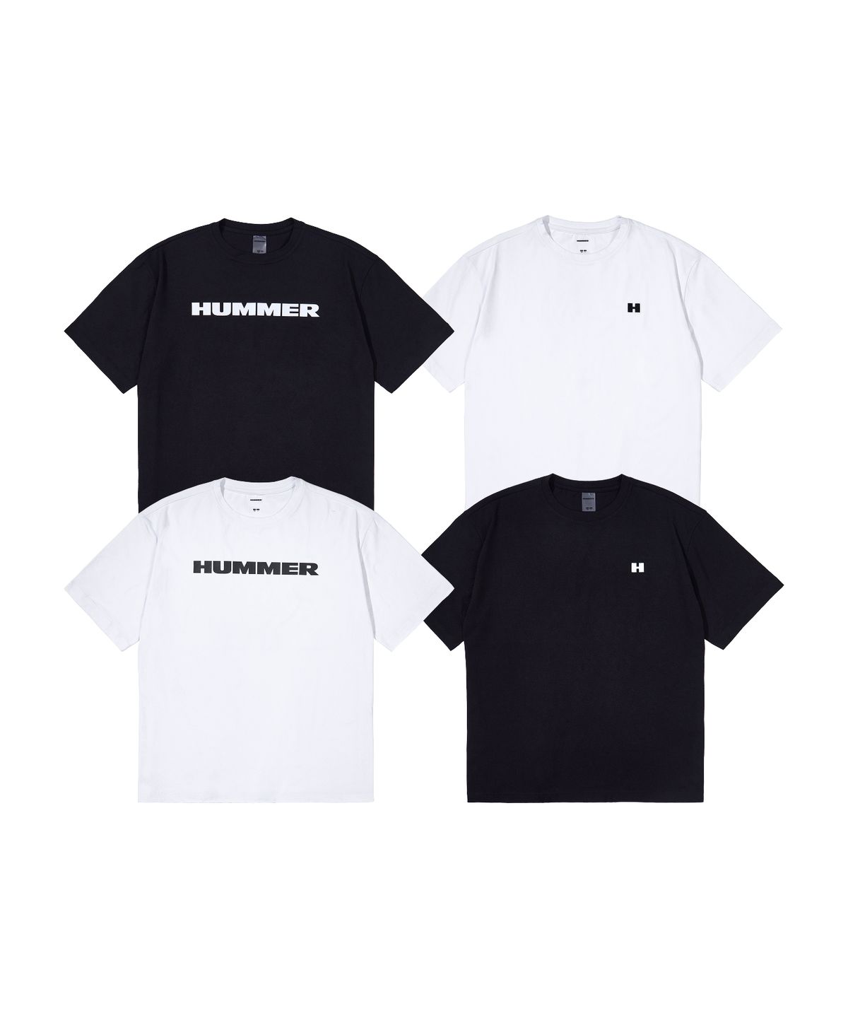 험머(HUMMER) [2PACK] 시그니처 레터링 로고 & H 로고 에어 쿨 기능성 반팔 티셔츠
