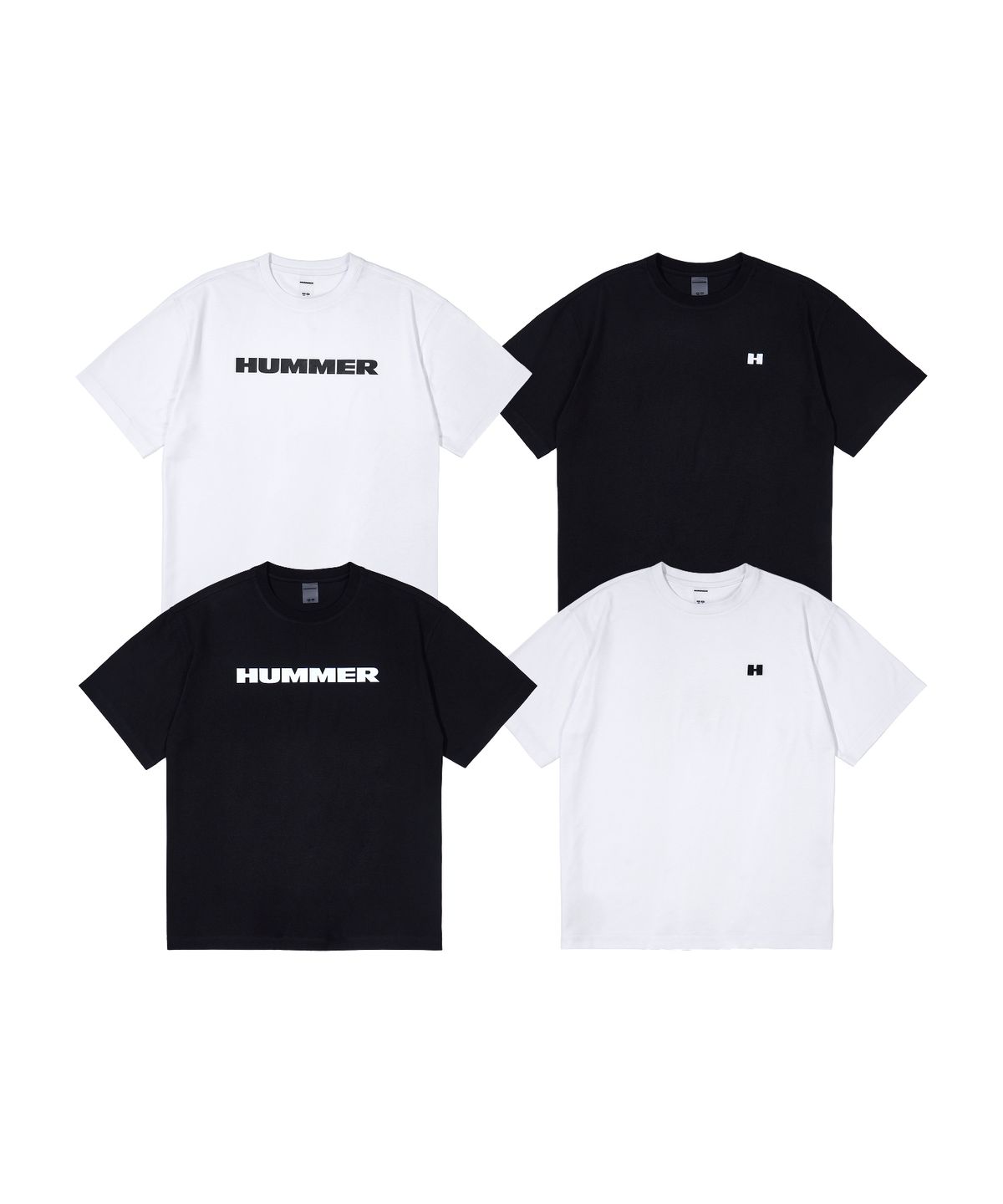 험머(HUMMER) [2PACK] 190g 시그니처 레터링 로고 & H 로고 코튼 쿨 반팔 티셔츠