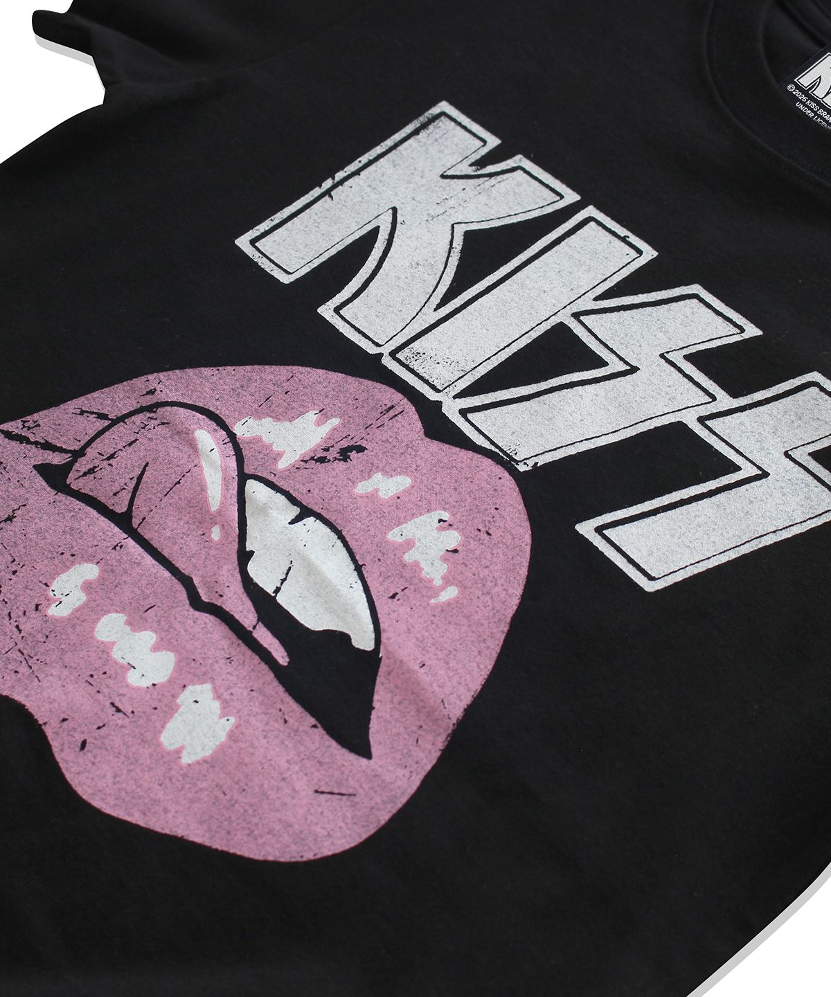 메인부스(MAINBOOTH) [KISS] 우먼 빈티지 립 티셔츠(블랙)