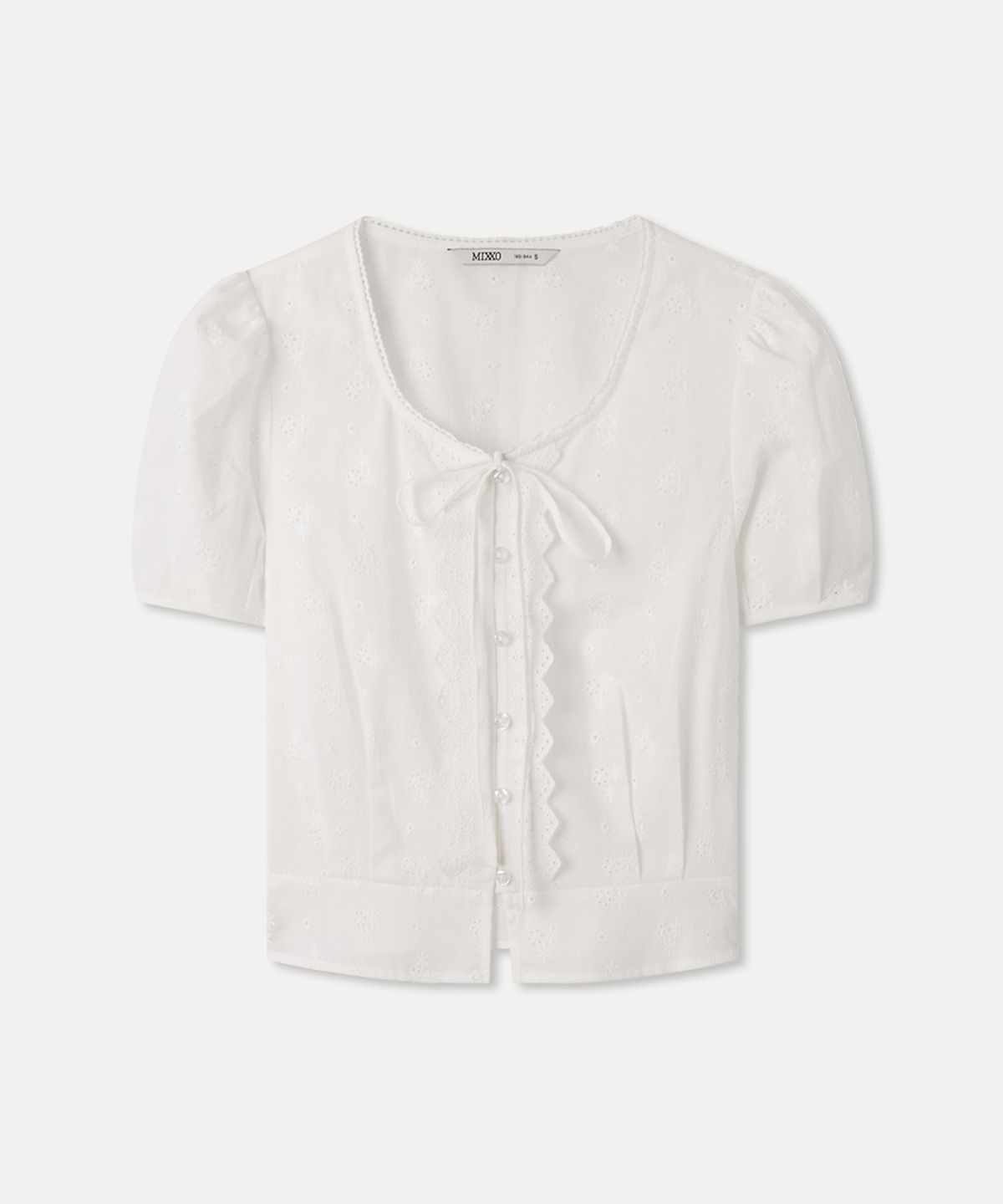 미쏘(MIXXO) 아일렛 퍼프 블라우스_MIWBWG601G