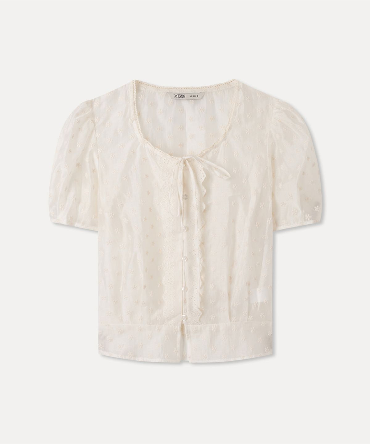 미쏘(MIXXO) 아일렛 퍼프 블라우스_MIWBWG601G