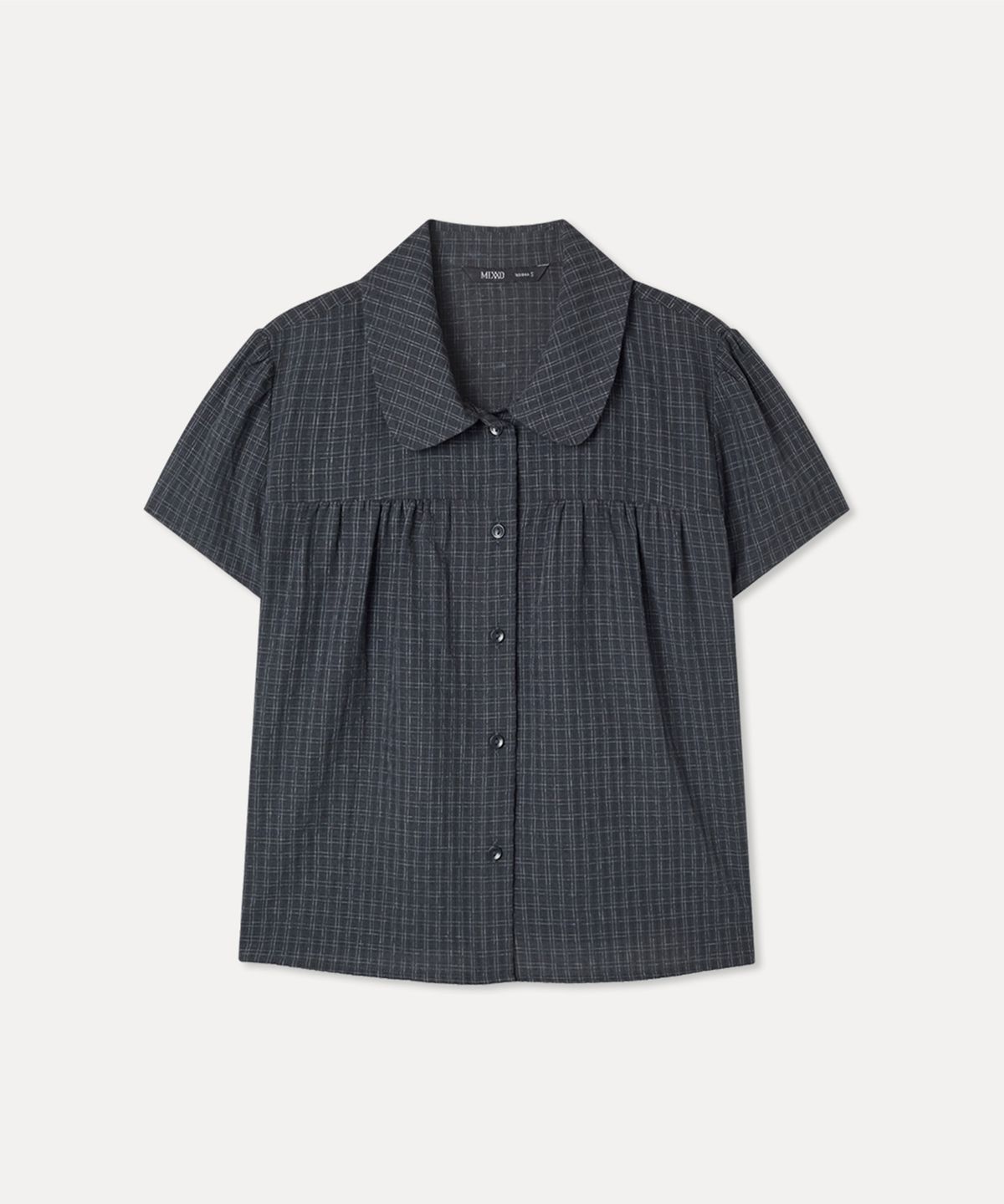 미쏘(MIXXO) Shirred Check Short Sleeve Shirt MIWYAG702G MIWYAG93QG
