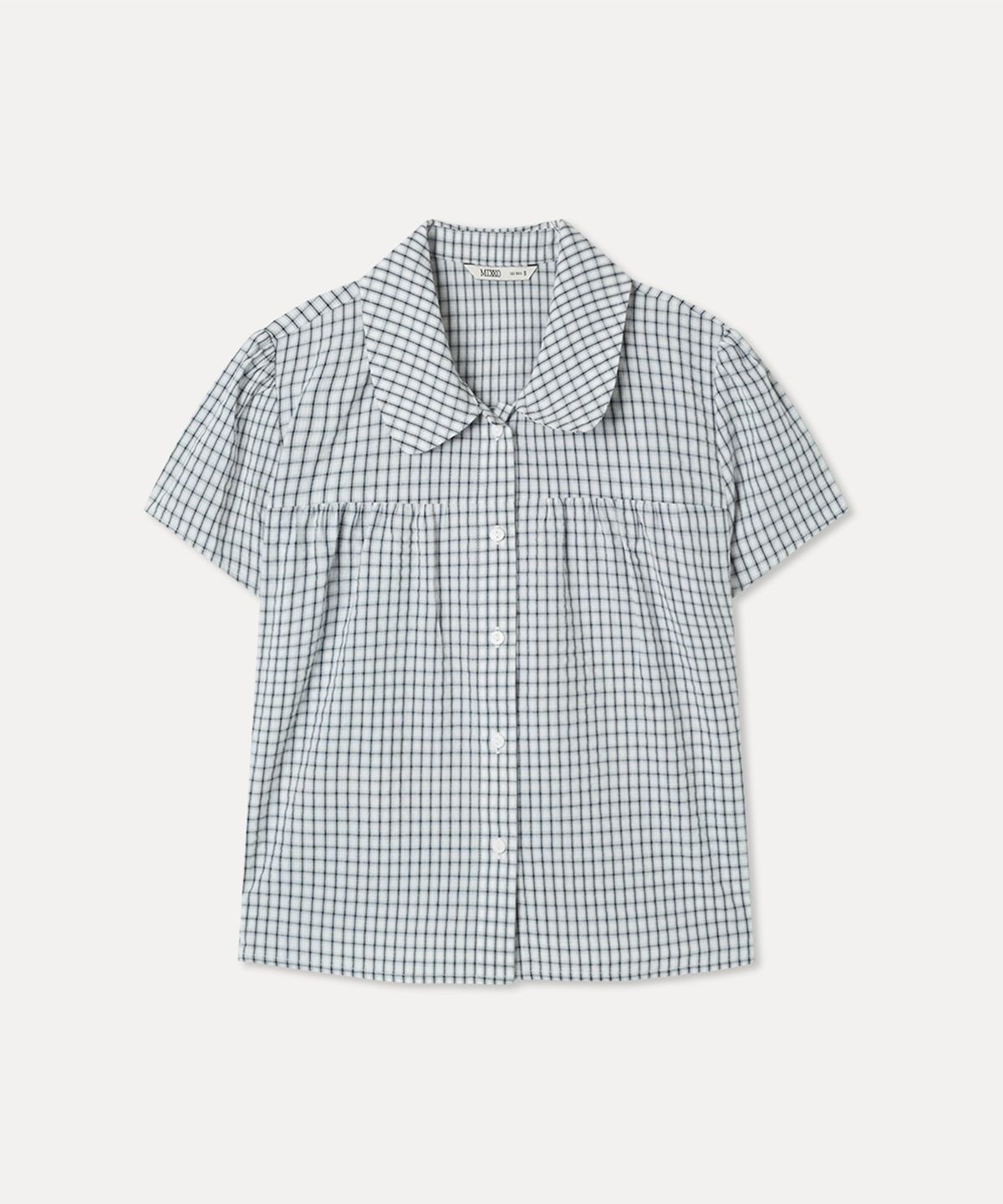 미쏘(MIXXO) Shirred Check Short Sleeve Shirt MIWYAG702G MIWYAG93QG